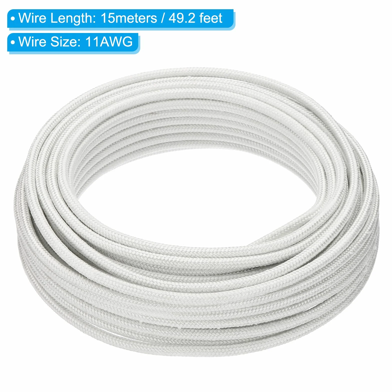 PATIKIL 49.2 Pies 11AWG Cable Eléctrico De Alta Temperatura, -76 A 932 Grados Fahrenheit Mica Fibra De Vidrio Cable Eléctrico Sólido Aislado Resistente Al Calor Cable Monoconductor