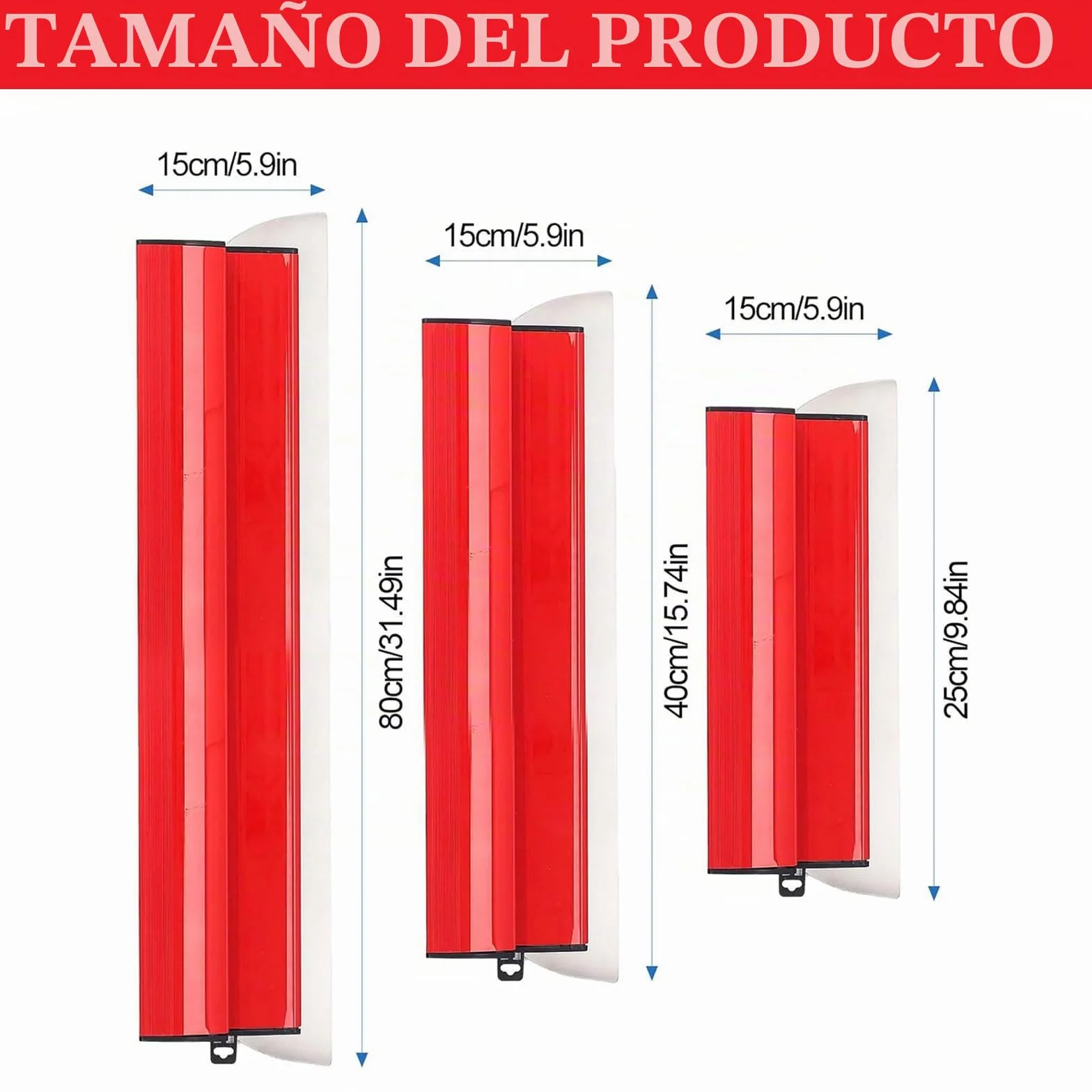 Juego de Espátulas 3 Piezas 25/40/80 cm – Espátula de Acero Inoxidable para Masilla con Mango en Z, Llana para Enlucir y Alisar, Herramienta Multiusos para Yesero, Pintor | Set de alisadoras chapistas, herramientas de acabado de pared para placo, yeso y g