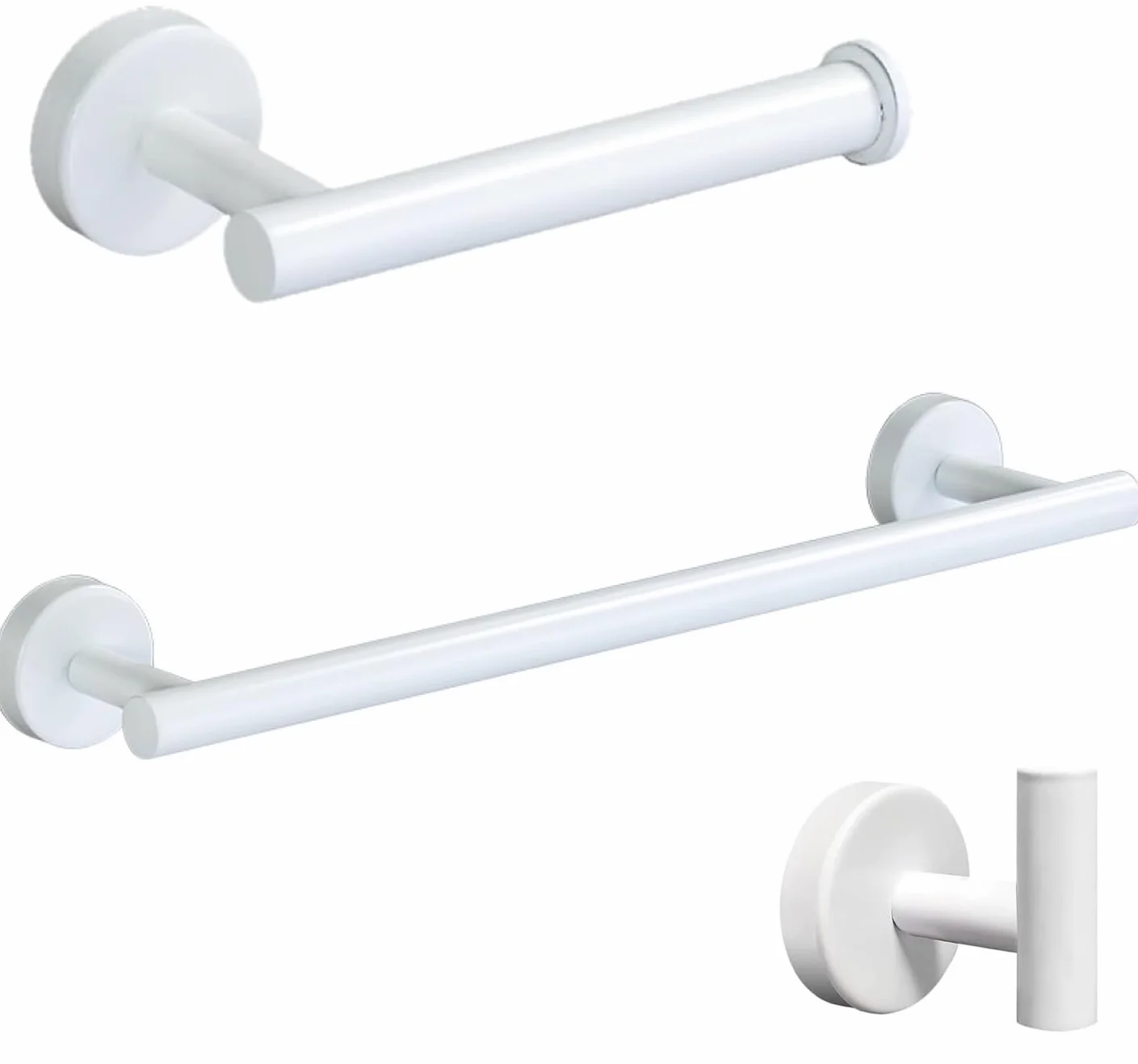 YUET Toallero, juego de accesorios de baño de 3 piezas, juego de hardware de acero inoxidable, montaje en pared, barra de toalla de baño + portarrollos de papel higiénico + toalla, gancho para