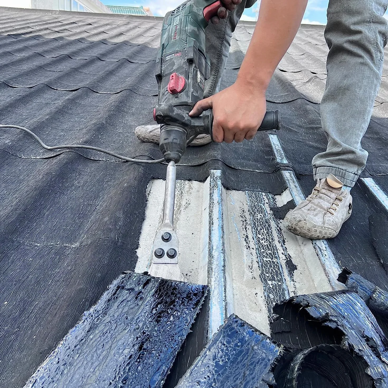 Cincel para paletas SDS Plus, rascador de suelo (300 x 125 mm, eje 40CrMo, cincel para baldosas, adhesivo de suelo, linóleo, adhesivo para baldosas