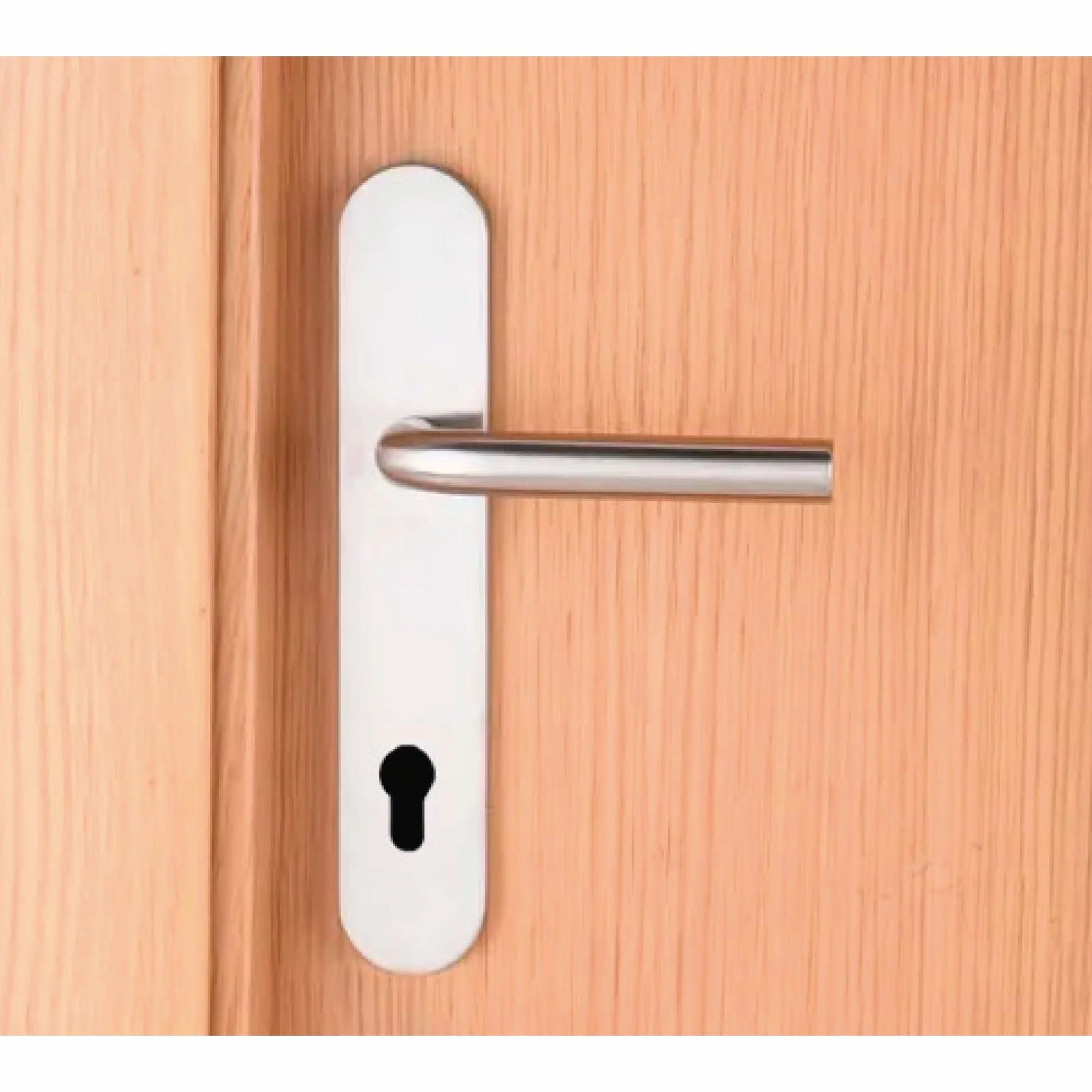 Amig - Juego de Manillas con Placa para puerta - Maneta con Bocallave - Mod. 4PXB - Acero inoxidable 18/8-230 x 45 mm - Cuadradillo de 8 mm - Plateado mate