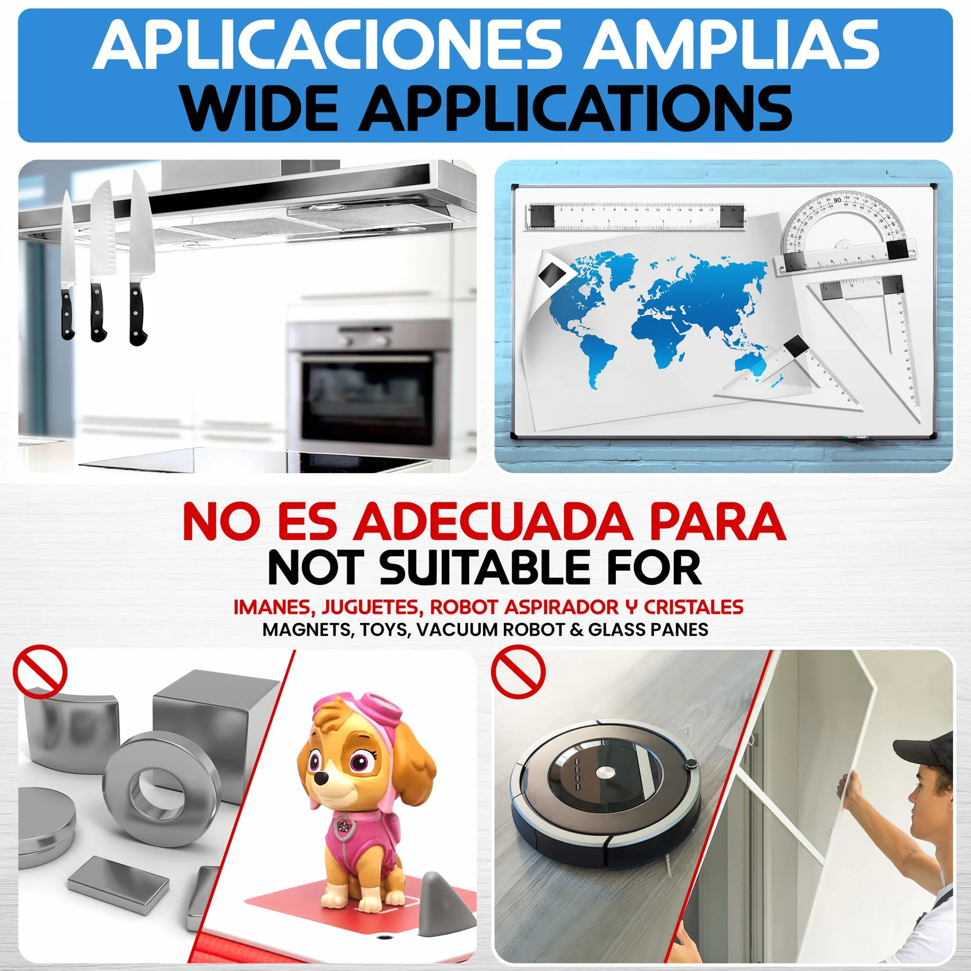 Rollo de cinta magnética - 3 metros de largo, 30 mm de ancho - Bandas magnéticas con fuerte respaldo autoadhesivo - Fácil de cortar y pegar a superficies planas