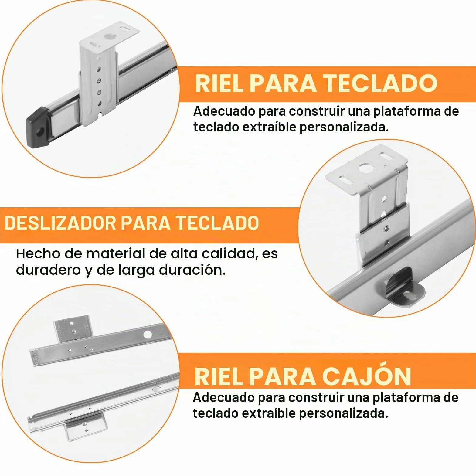Bandeja extraíble para teclado, rieles para cajones, altura regulable, resistente, 30,5 cm, bandeja de teclado para debajo de la base (40,5 cm)