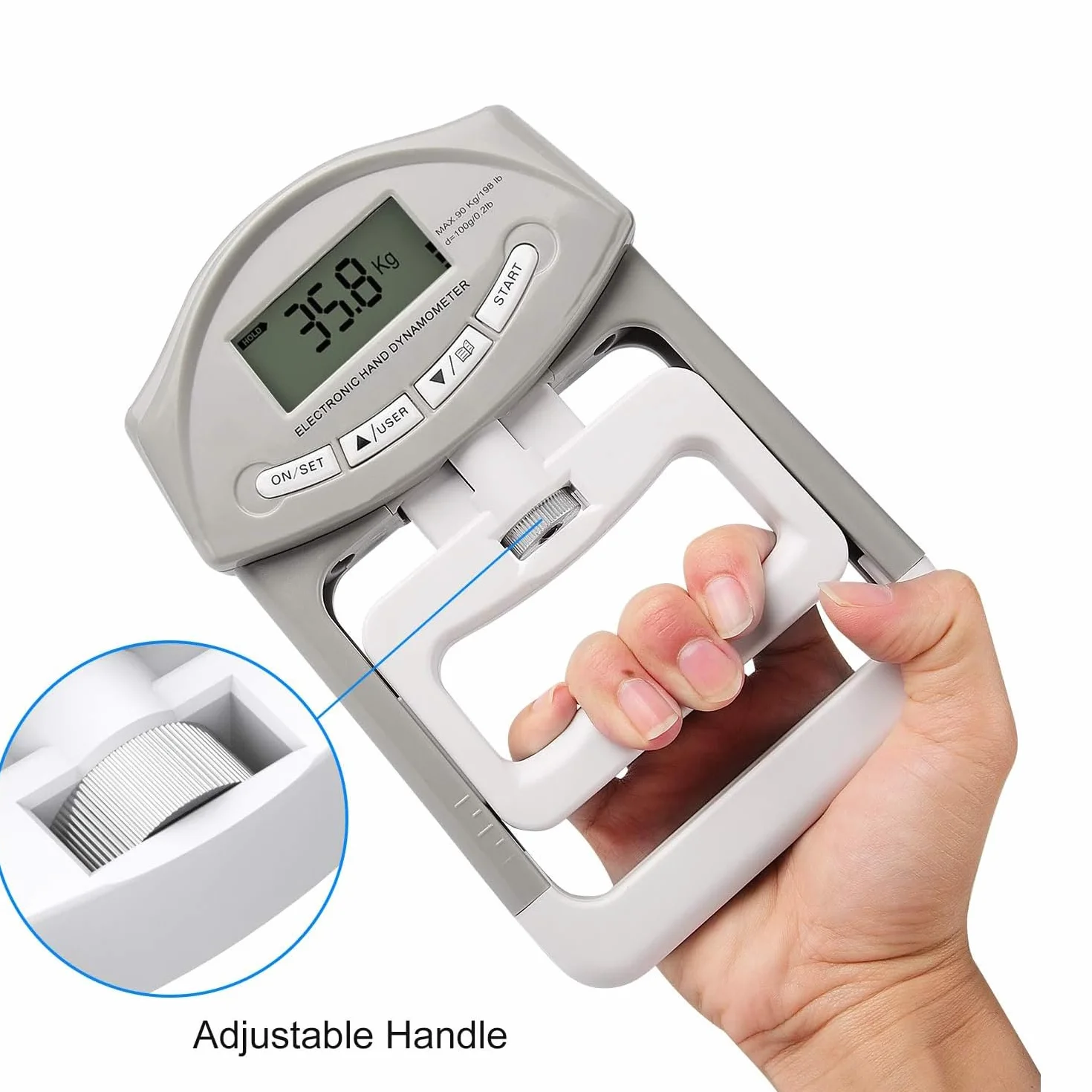 200Lb/90kg Dinamómetro Digital de mano fuerza de agarre Medición Meter Auto captura mano Grip de alimentación,potencia de agarre electrónico