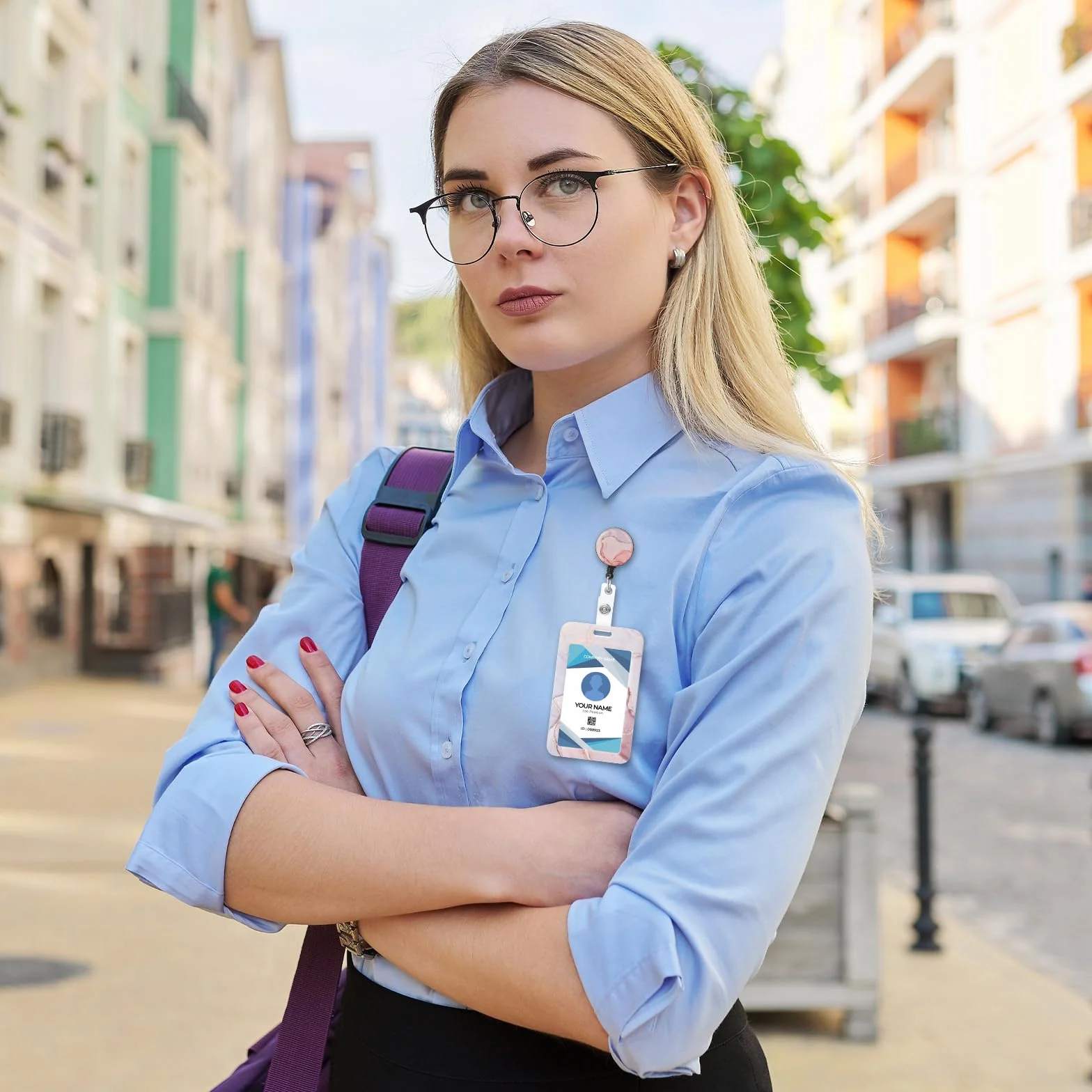 AiQInu Porta Tarjetas Identificativas con Cordón Retráctil, Lanyard para Tarjeta de Identificación, Rosa