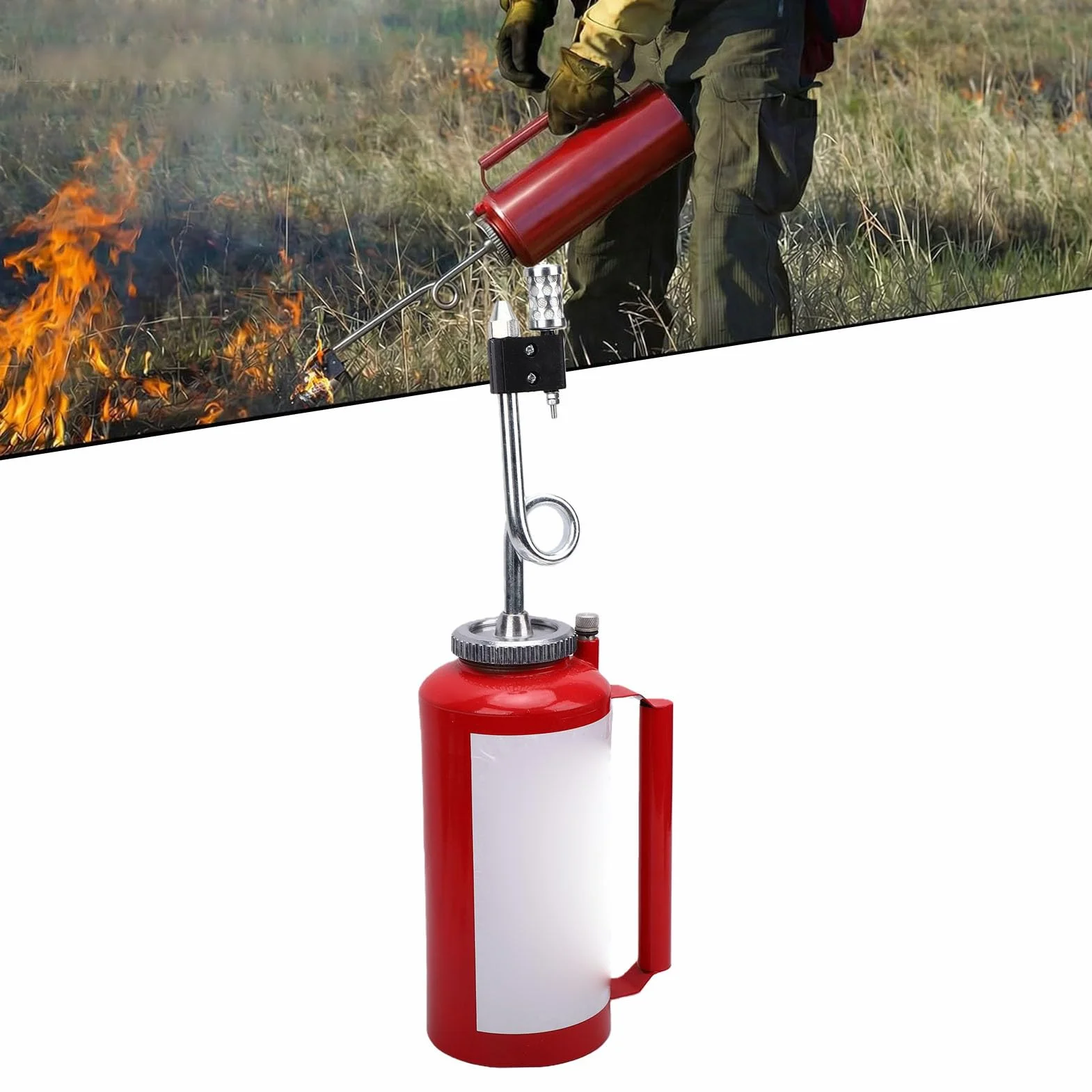 banapoy Antorcha de Goteo Forestal 5L, Antorcha de Goteo de Doble Fondo de Hierro Fundido Resistente para Quemar, Trampa Válvula de Retención, para Incendios Forestales