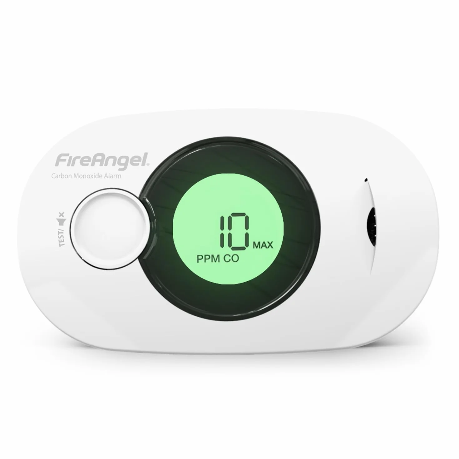 FireAngel Detector de Monóxido de Carbono Digital con Batería Sellada de 10 Años de Duración FA3322 - Alarma de CO, Humedad y Temperatura Portátil