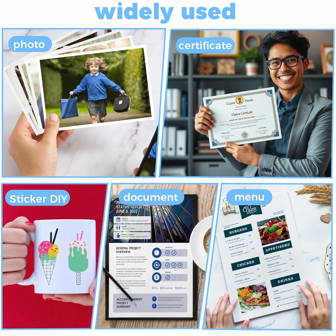 Hojas Laminadas Autosellantes A6 100 Piezas, Láminas Autoadhesivas para Fotos, Tarjetas de Visita, Documentos