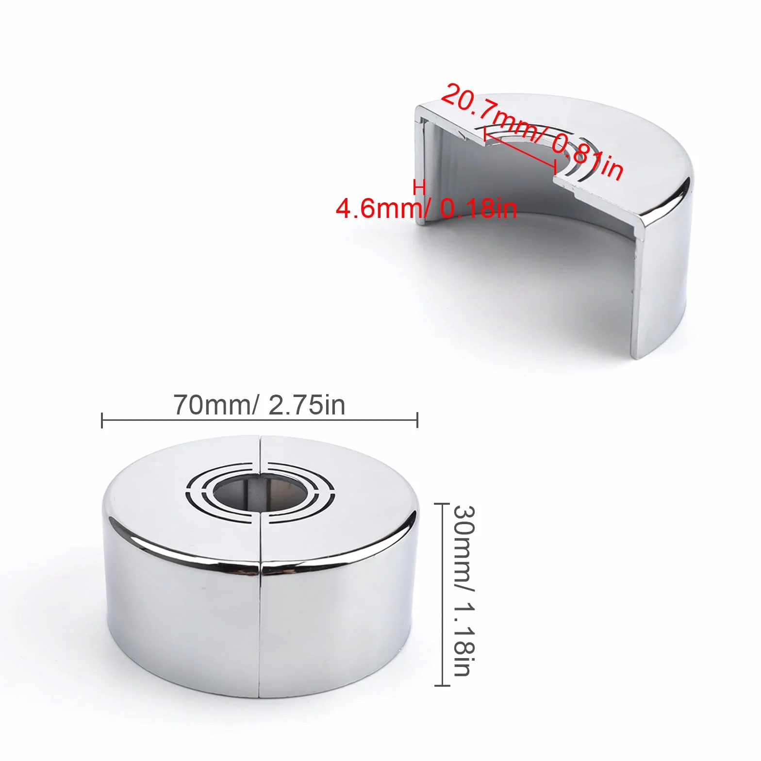 3 Piezas Embellecedor Grifos 70 mm Plateada, Embellecedor Radiador Extraíble, Tamaño Orificio Ajustable