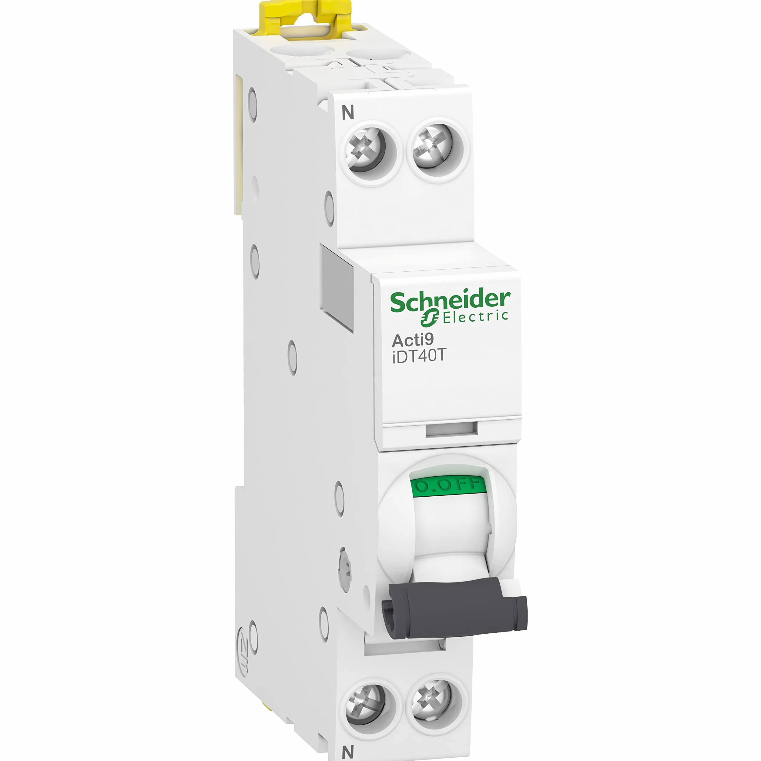 Schneider Electric Acti9 iDT40T - Interruptor modular (1P+N, 2A, curva C, 4500A/6kA, A9P22602)