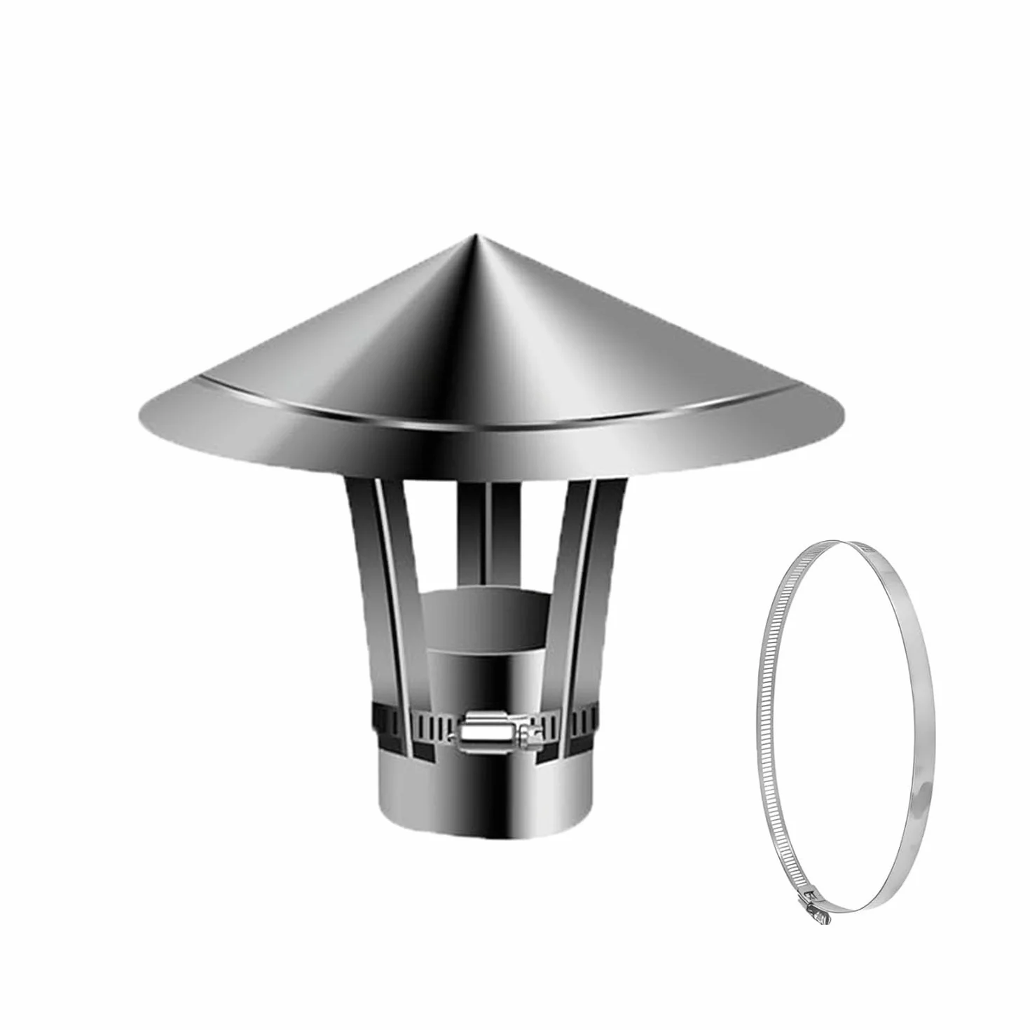 Sombrerete Chimenea de 50-300 mm, Caperuza Salida de Humos, Sombrerete Antiviento Ajustable Cubierta de Chimenea Campana Ventilación Cónico Tapas de sombrerete Fácil Instalar(210mm)