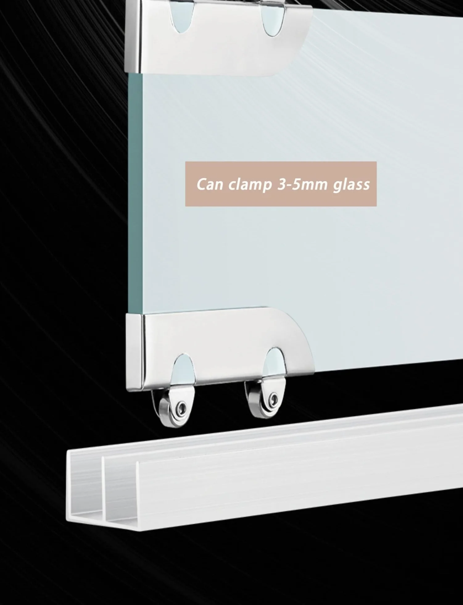 Kit de riel para puerta corredera de cristal, riel guía de aluminio de doble canal con rodillos silenciosos para vitrinas y armarios