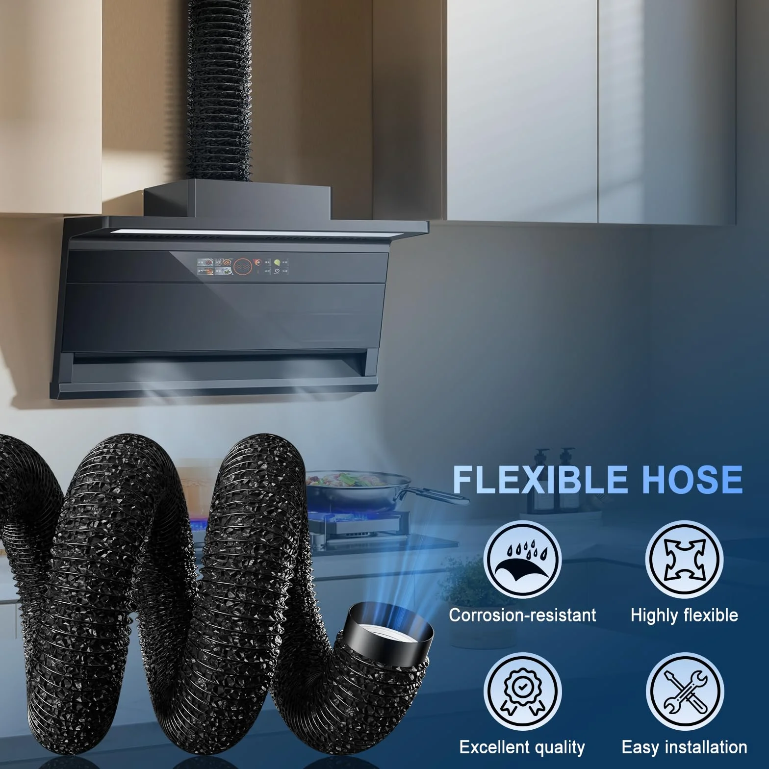 Hon&Guan Tubo de salida de 150 mm de diámetro, tubo de aluminio de PVC de 3 m con 2 abrazaderas para aire acondicionado móvil, secadora, ventilador de extracción, campana extractora, sistema de