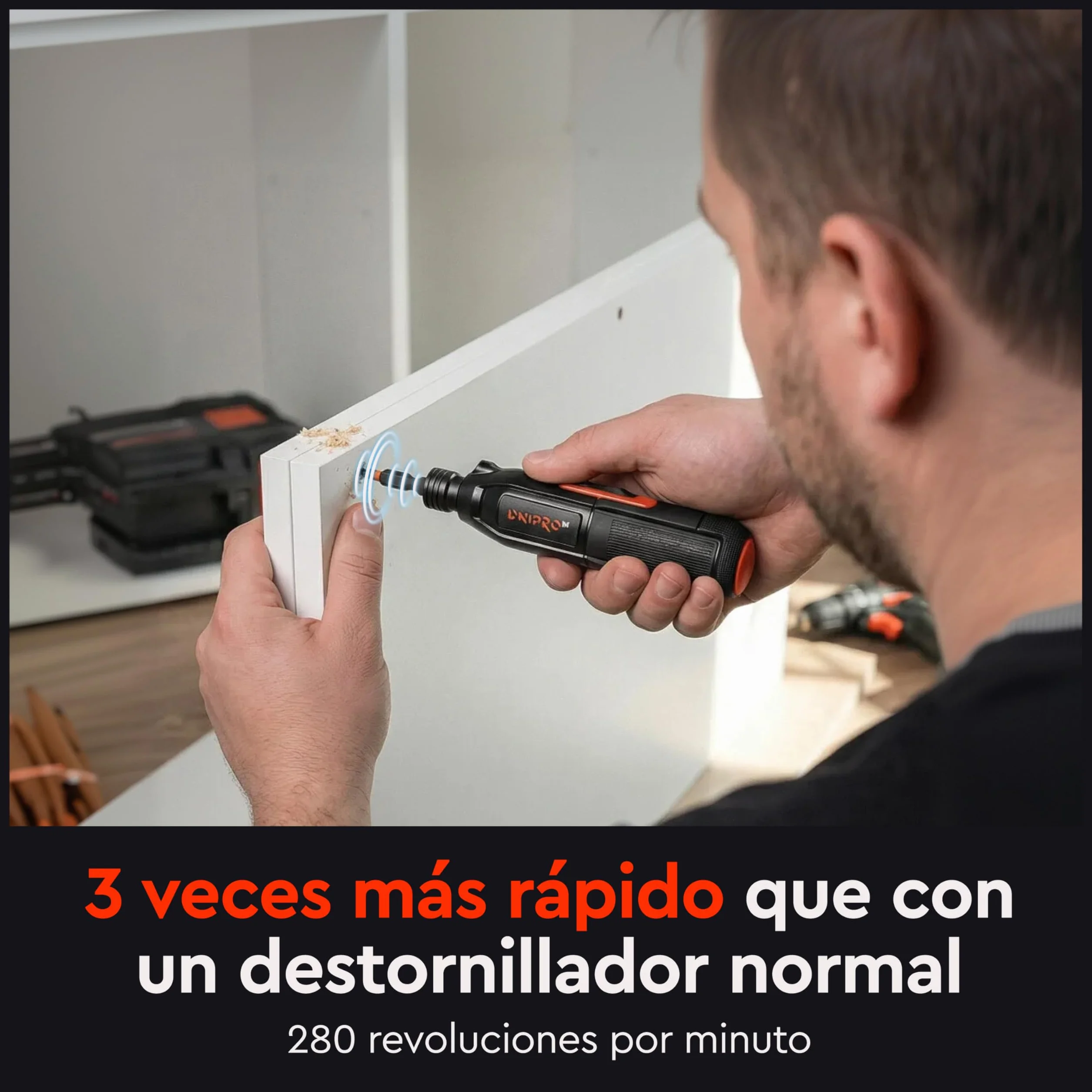 Destornillador Eléctrico Inalámbrico, 3,6V, Doble Modo 1,2 Nm + 8 Nm Manual, USB-C, Luz LED, 280 RPM, Portabits Magnético HEX 6,35 mm, Kit con Puntas - CSD-36X