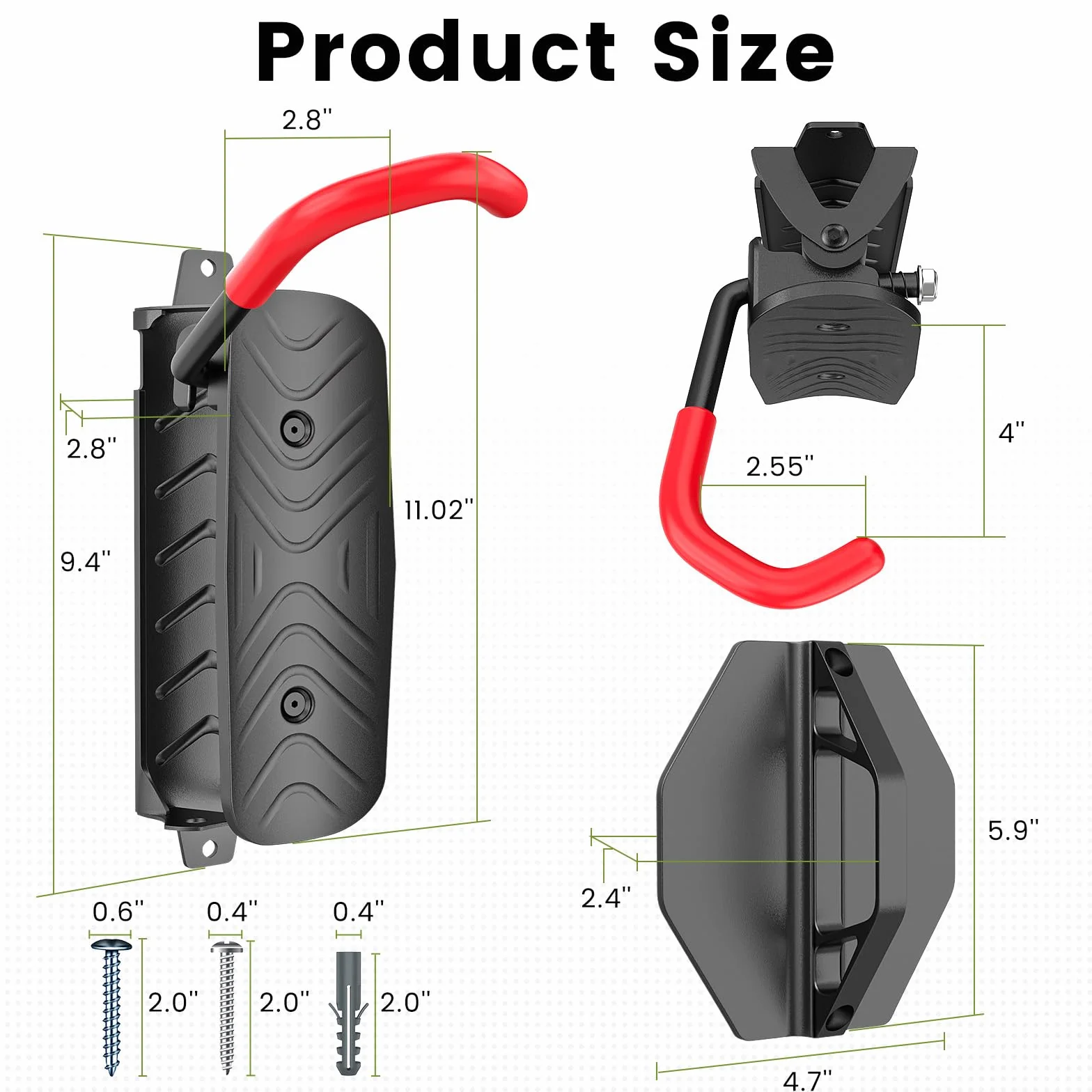Housolution Soporte Vertical de Pared Giratorio para Bicicletas, Soportes de Ppared para Bicicletas de Montaña, Soporte de Almacenamiento de Bicicletas para Garaje, Soporta hasta 66 Libras(2 Paquete)