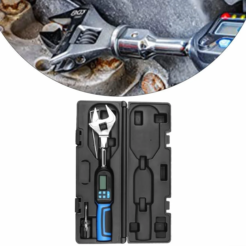 Llave dinamométrica digital con rango ajustable de 6,8 a 135 Nm, LED y sonido, registro de datos, precisión de ± 2%, acero al cromo vanadio para automoción