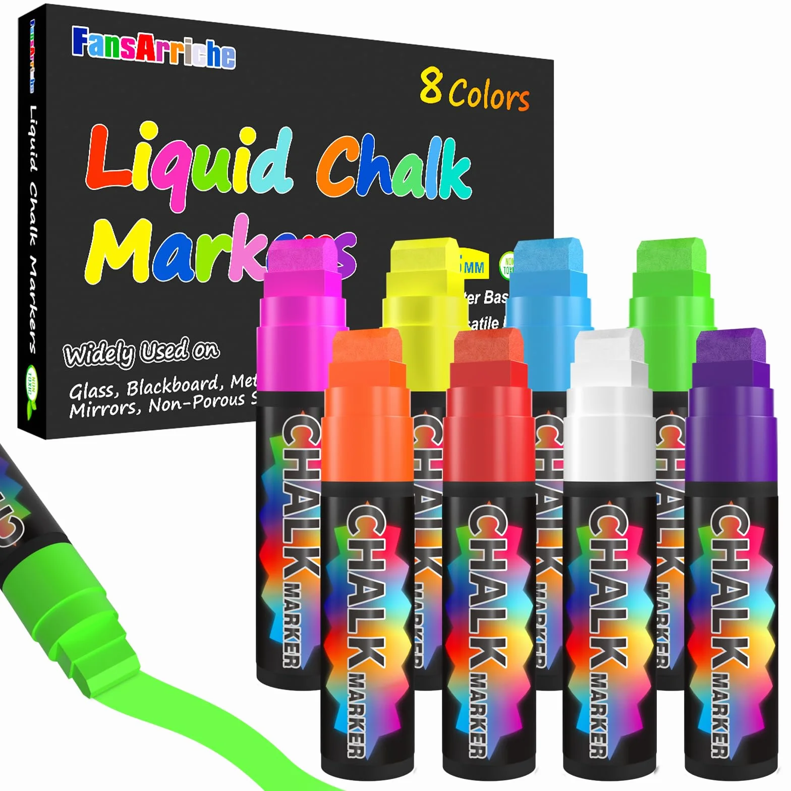 Rotuladores Tiza Liquida 8 Colores 15mm Jumbo Borrables para Pizarra Negra