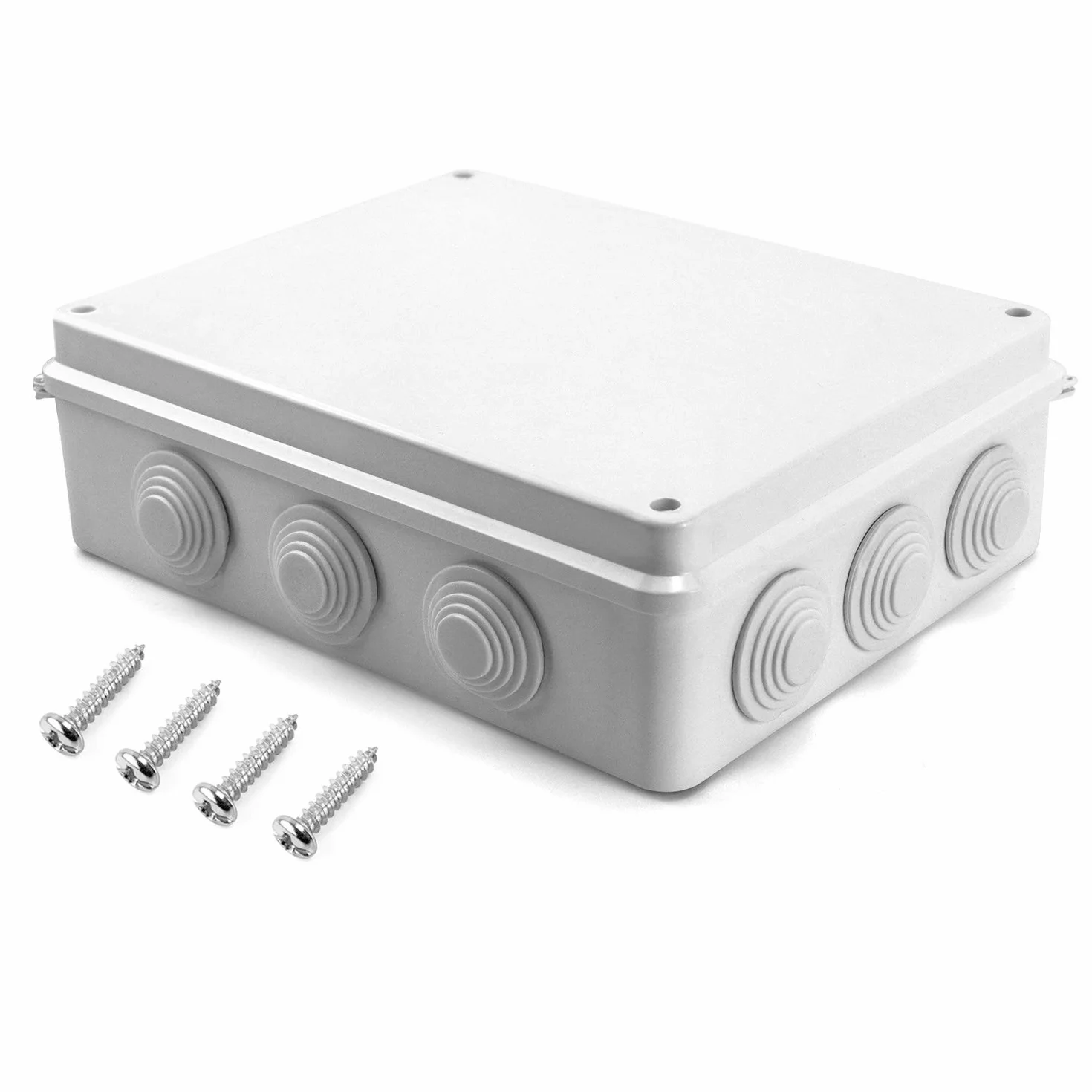 QWORK® Caja de derivación 255 x 200 x 80 mm, para exterior iluminación cable de conexión eléctrica, IP65, plástico ABS, blanco