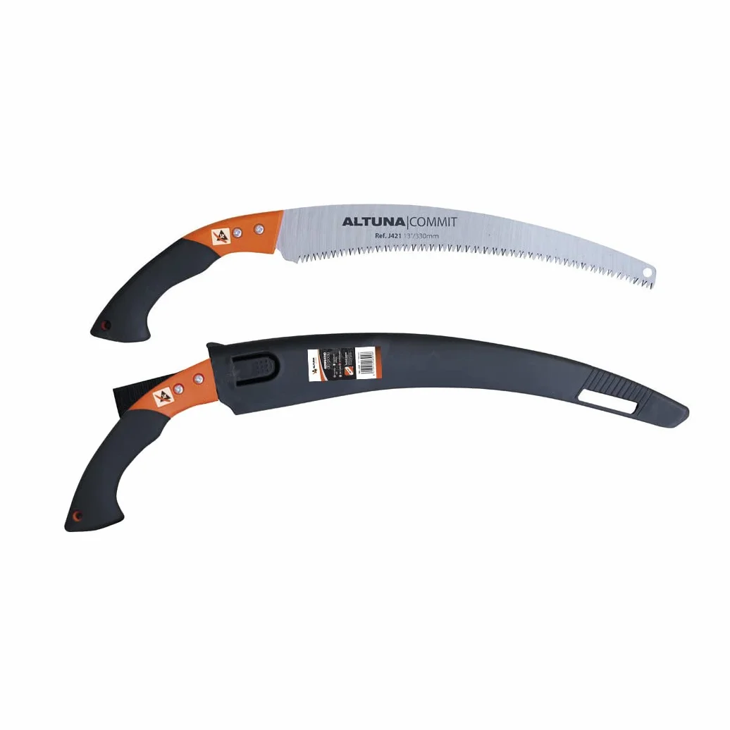 Altuna - Serrucho de Poda Sawing J422 - Empuñadura Bimaterial - Dentado Japonés - Resistente y Muy Ligero - Sierra de Mano para Madera con Hoja Rectificada - Ideal para Uso Forestal - Incluye Funda