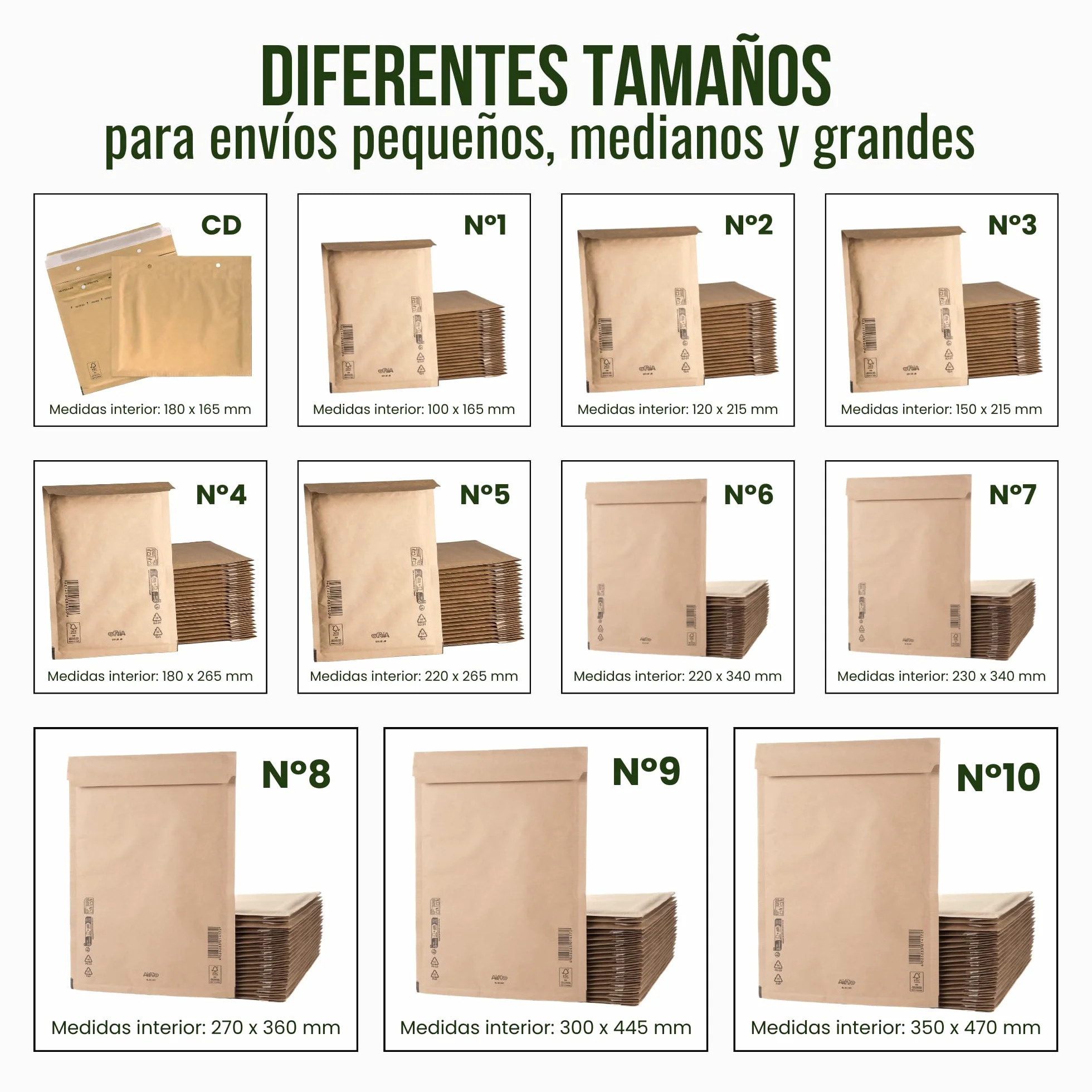 Sobres Acolchados 250 x 350 mm Papel Kraft con Burbuja Interior Antigolpes Autoadhesivo HRoja