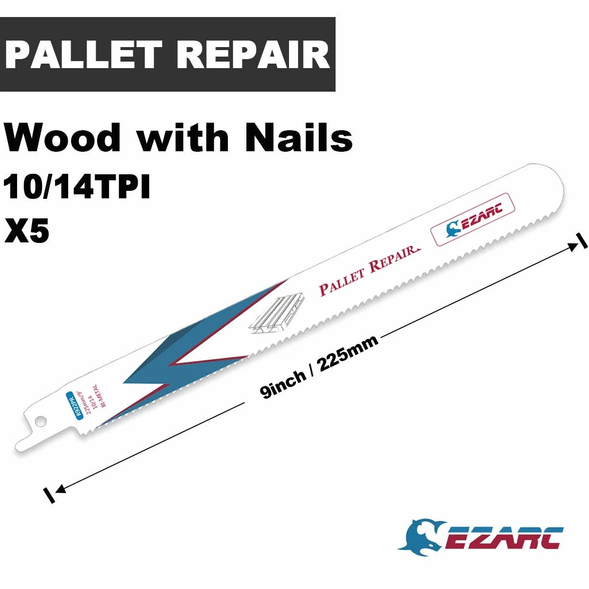 EZARC Hojas de Sierra Sable 225mm 10/14TPI Pack de 10