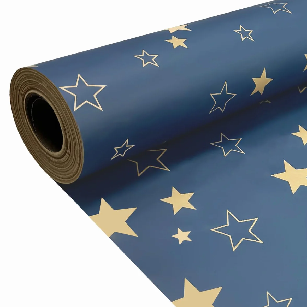 Papel Kraft reciclable estrella azul 43cm x 15M Rollo envolver regalos
