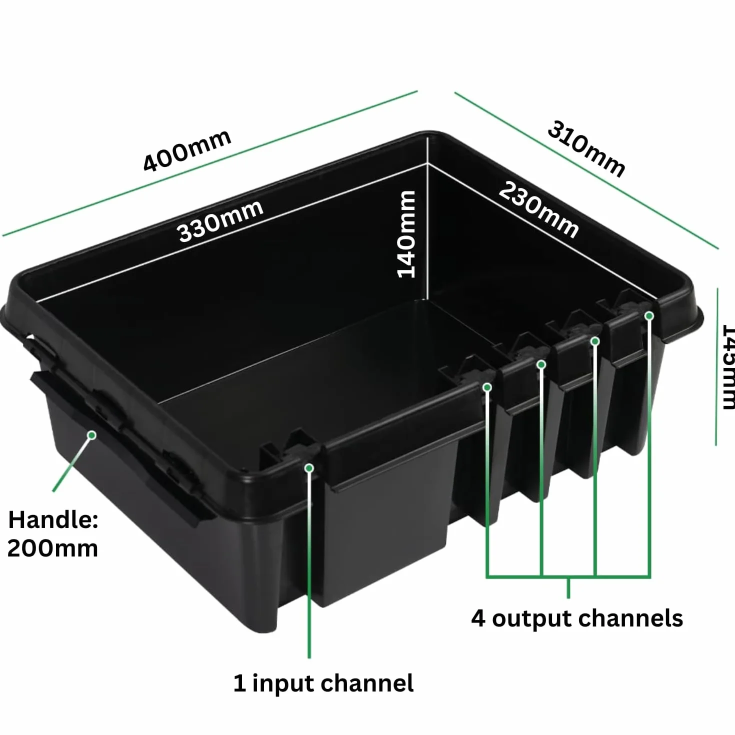 DRiBOX IP55 Caja de Conexiones Eléctricas Exterior Resistente a la Intemperie para Luces de Navidad, Temporizadores, Cables de Extensión, Cables, Carretes, Transformadores (Grande, Negro)