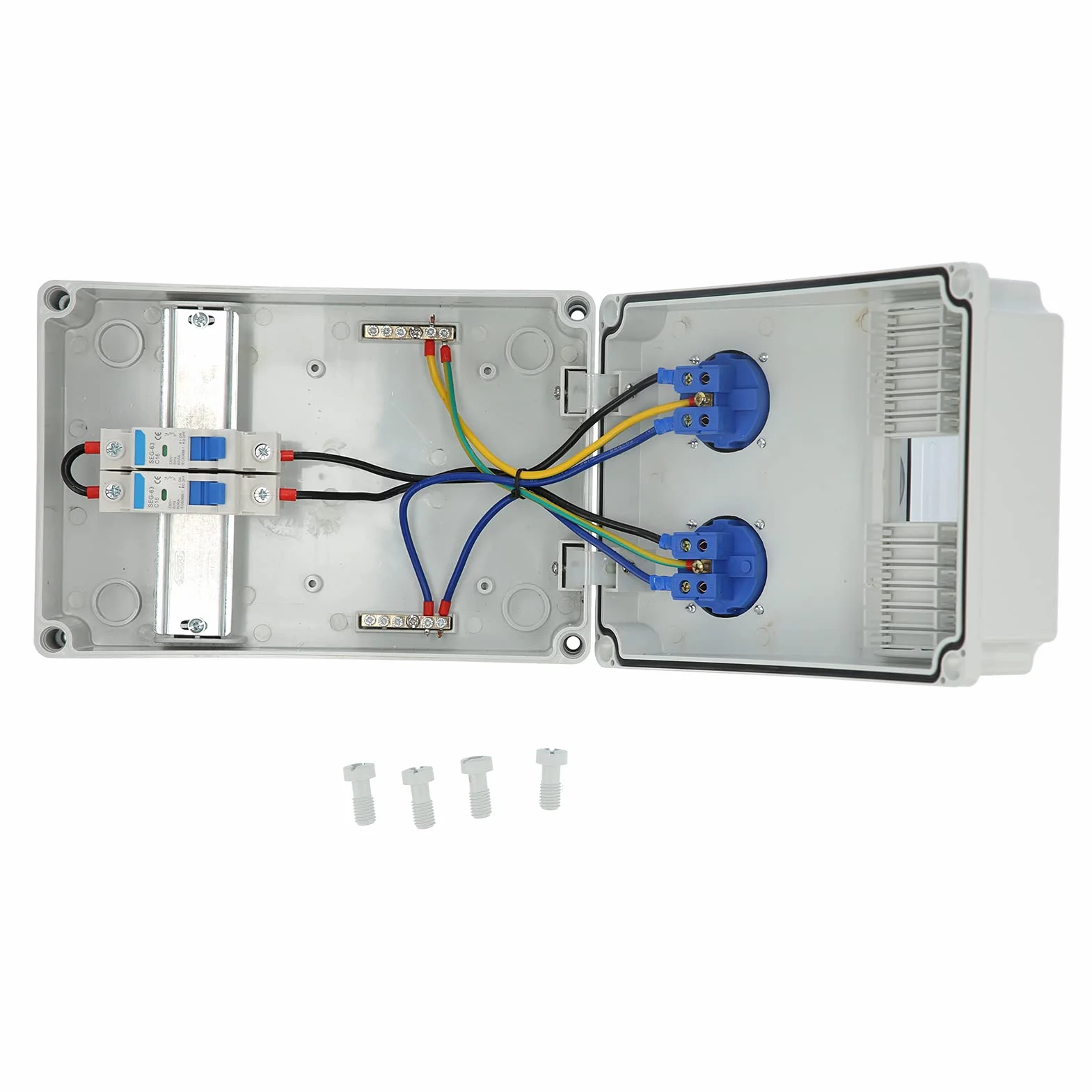 Distribuidor de pared de 2 posiciones, 16 A 220 – 250 V, distribuidor de corriente de construcción, distribuidor de corriente para montaje en pared, IP65 (enchufe de la UE)