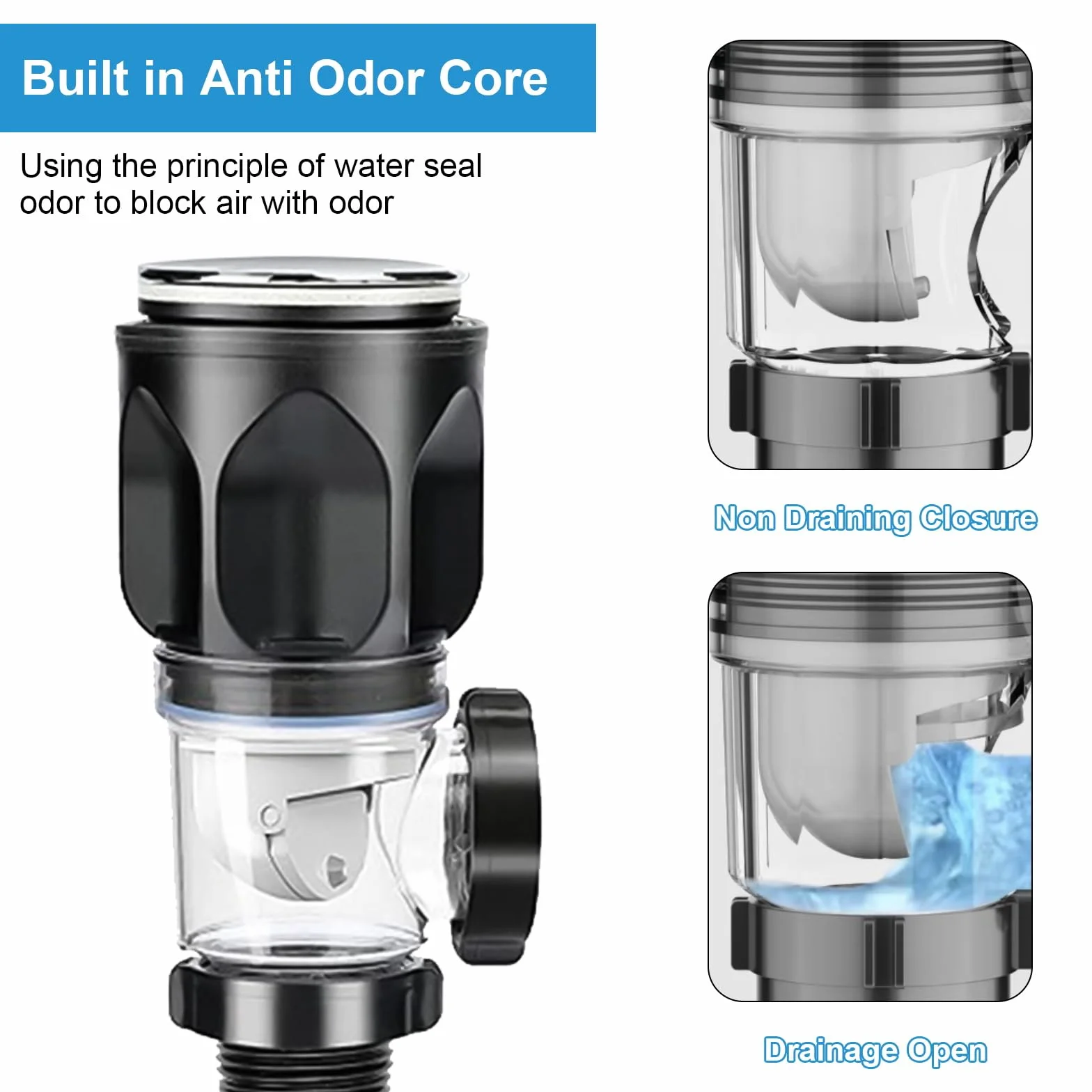 Sifón Lavabo Flexible Kit con Manguera de Drenaje Retráctil y Tapón para Baño y Cocina