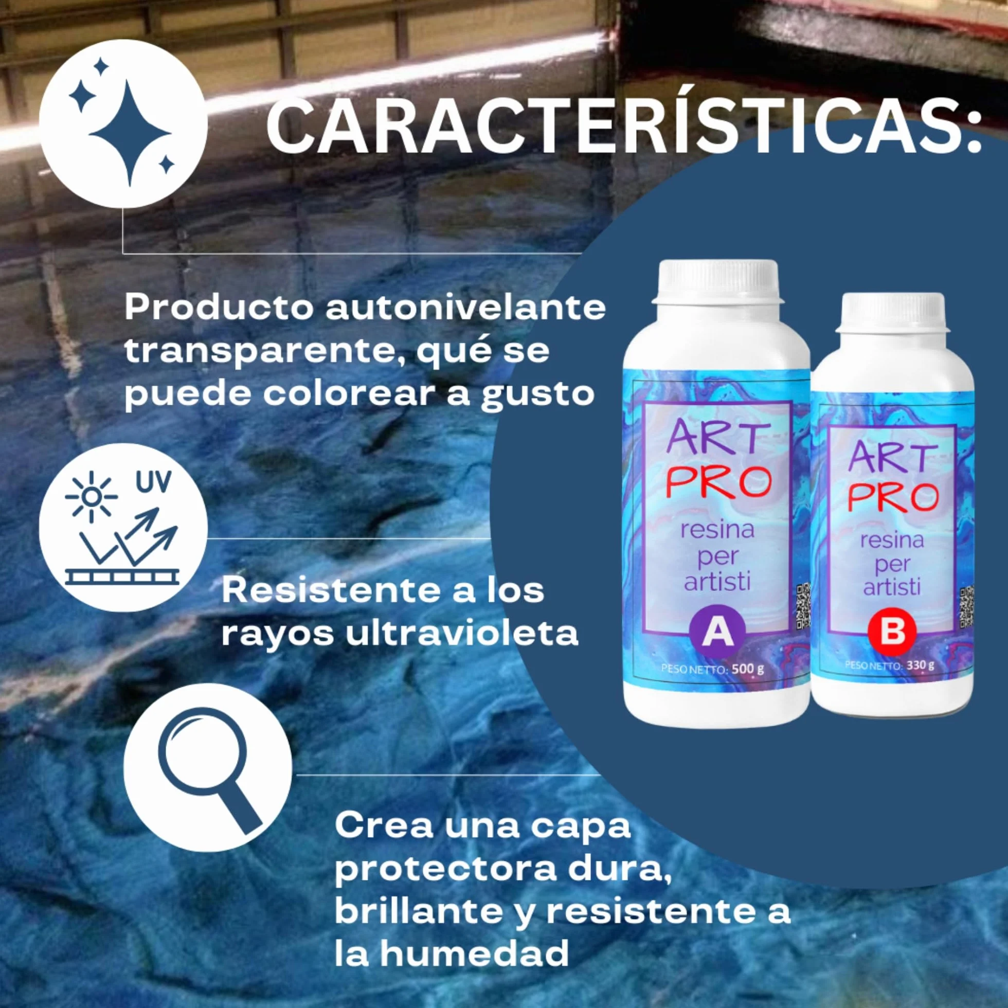 RESIN PRO Resina epoxi Art Pro 1,66 kg Resina epoxi Transparente Ideal para bandejas, Cuadros y revestimientos y Suelos artísticos – Certificada no tóxica