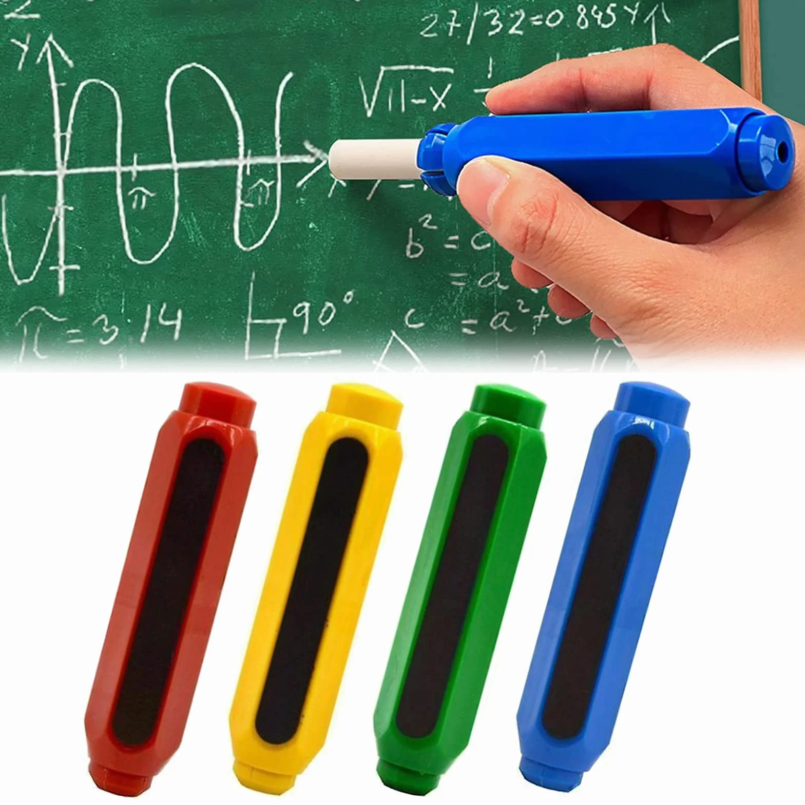 Magnetyczne Plastikowe Uchwyty na Kredę, Regulowane, 4 Sztuki, dla Nauczycieli i Szkoły
