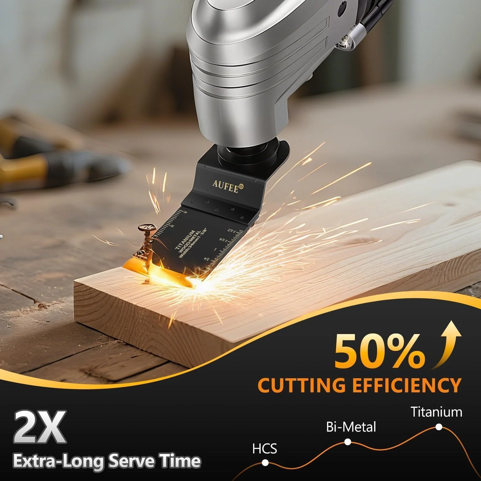 110 cuchillas oscilantes multiherramienta, hoja oscilante de titanio para madera, plásticos y metal, kits profesionales de hojas de sierra oscilantes universales para Dewalt Ryobi Milwaukee Rockwell
