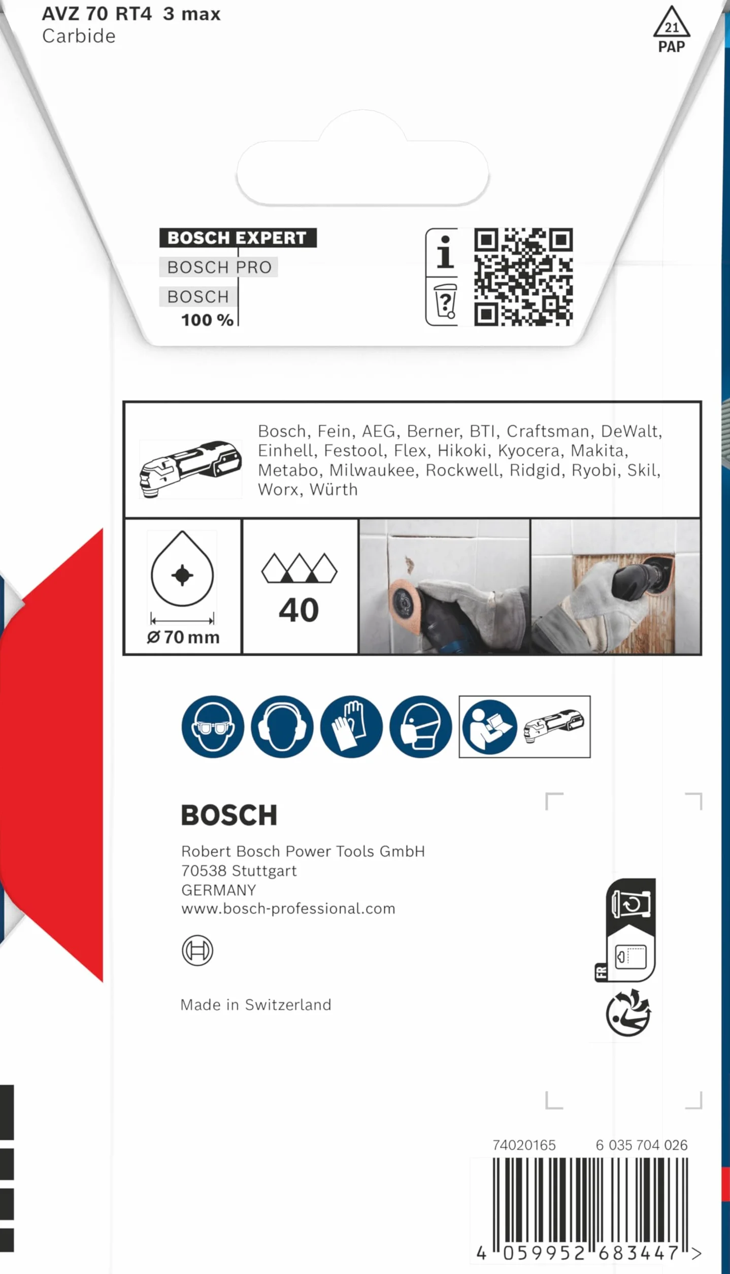 Bosch 1x Placa para aplicación de lechada EXPERT AVZ 70 RT4 3 max (para Mortero, Mortero, Anchura mm, Professional Accesorios Multiherramienta)