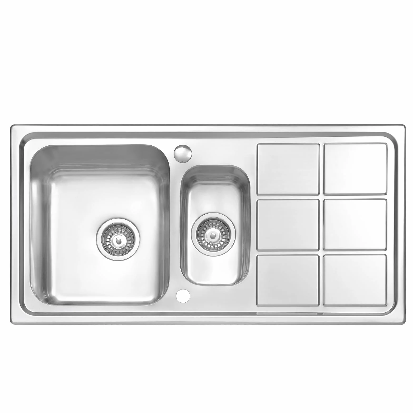 JASSFERRY Fregadero de cocina 1,5 senos, de Acero Inoxidable, escurridor reversible, con colador de residuos