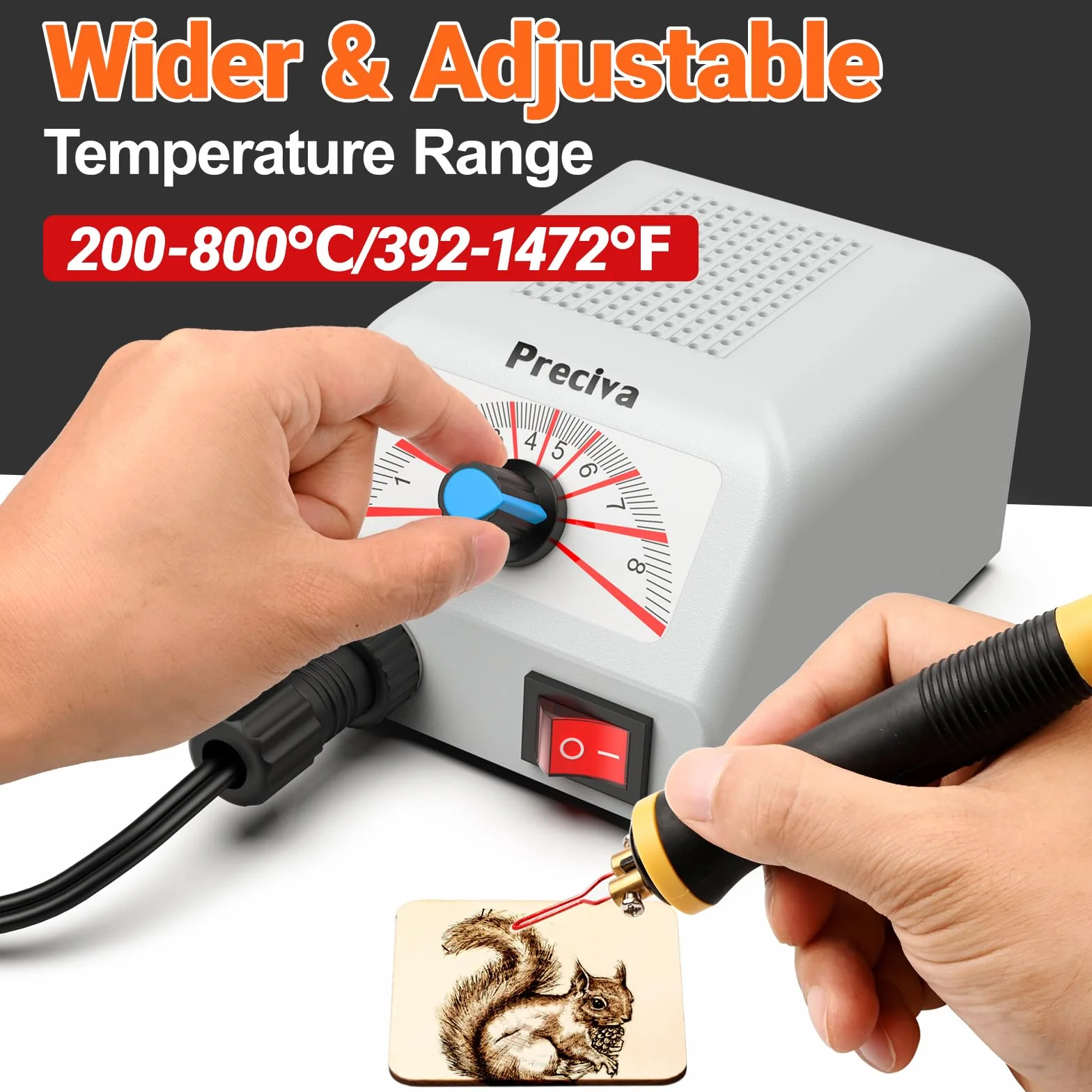 Preciva Kit profesional para pirograbado de 25W, máquina de pirograbado en madera con 30 puntas de alambre, temperatura regulable de 100 a 800 ℃, adecuada para madera, calabaza y bambú.
