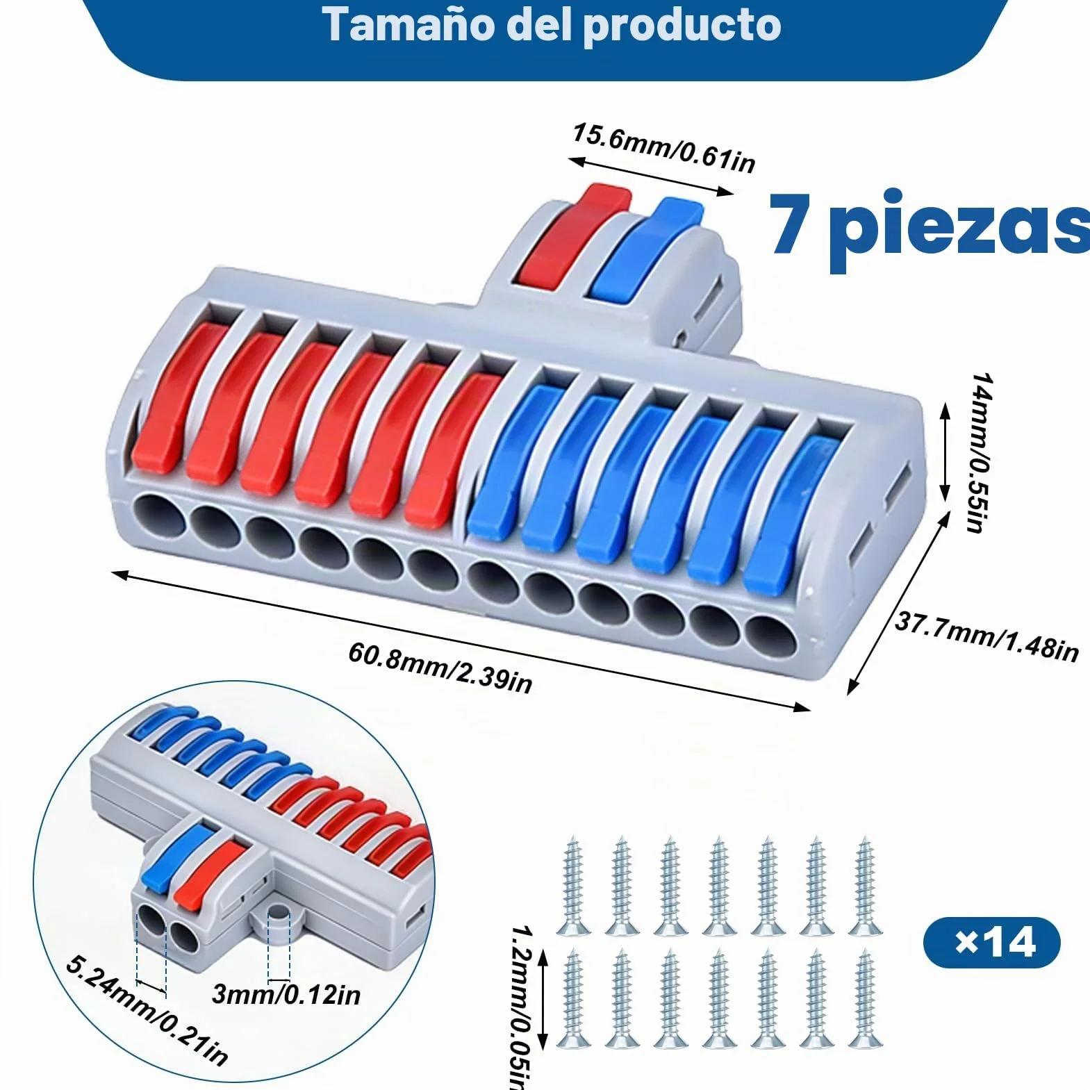 Terminales de Conexión Rápida, 7 Piezas, Bloque Terminal 2 en 12 Fuera, Conectores Eléctricos para Circuito