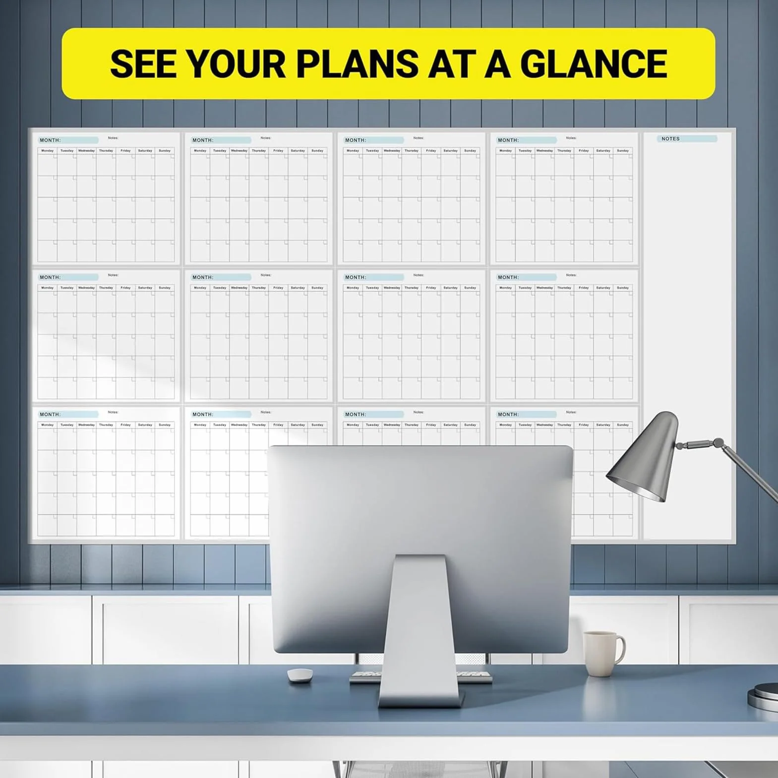 Calendario Permanente 150x85cm Tablero De Planificación Anual Reutilizable