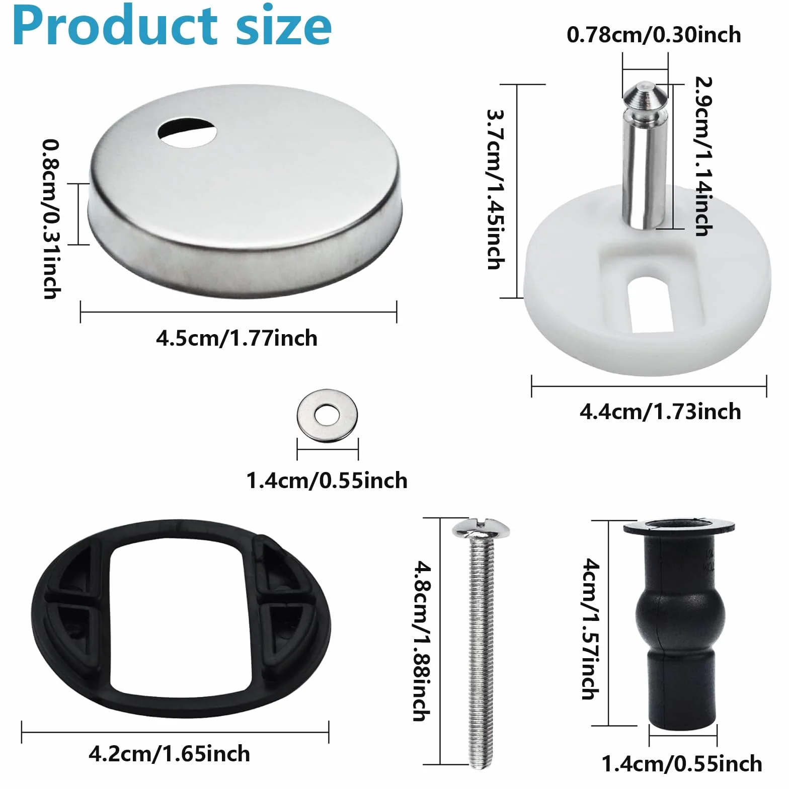 Tornillos para asiento de inodoro,2 Bisagras Tapa WC,Fijación de Asientos de Inodoro,con Goma Tornillos para Montar y Fijar la Tapa del Inodoro