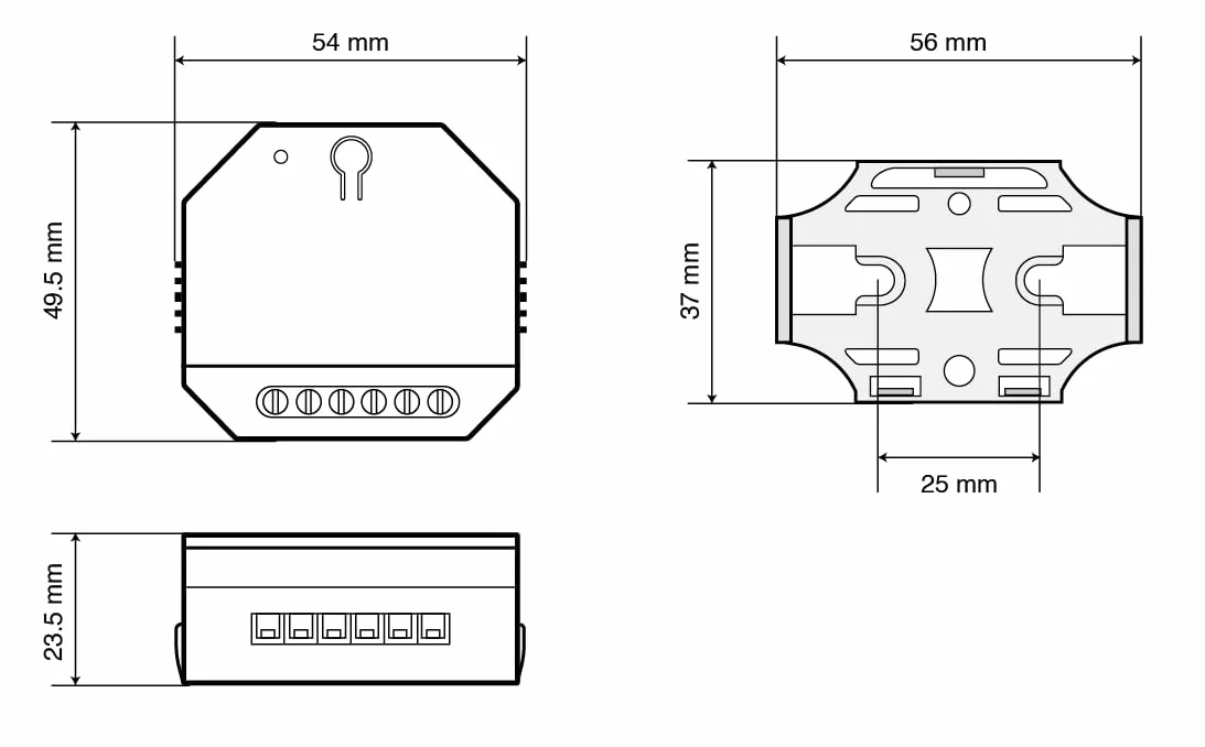 DALI PUSH Regulador para LED y Transformadores Regulables TRIAC hasta 200 W con 1 Dirección DALI Actuador de Regulación Controlador