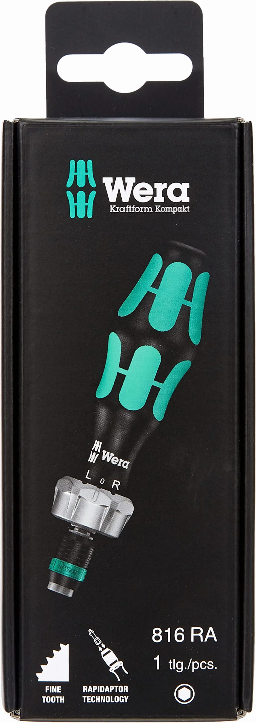 Wera 05051461001 816 RA - Destornillador de carraca, 1/4" x 142 mm