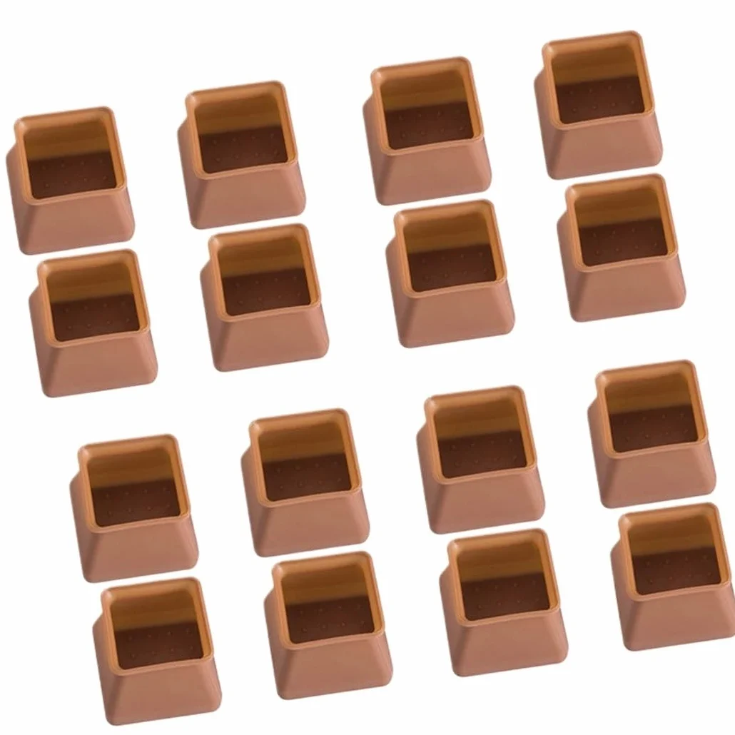 Tapas para patas de escritorio, fundas para pies de sofá, 16 protectores de silicona for patas de silla con fieltro antideslizante, for suelos de madera.