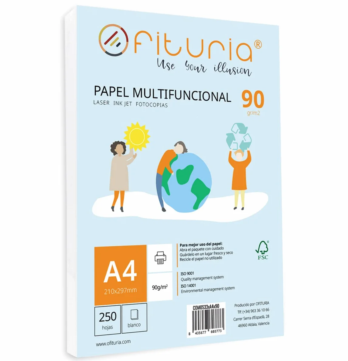 Papel Multifuncional A4 90gr 250 Hojas Blancas para Impresoras Láser e Inyección