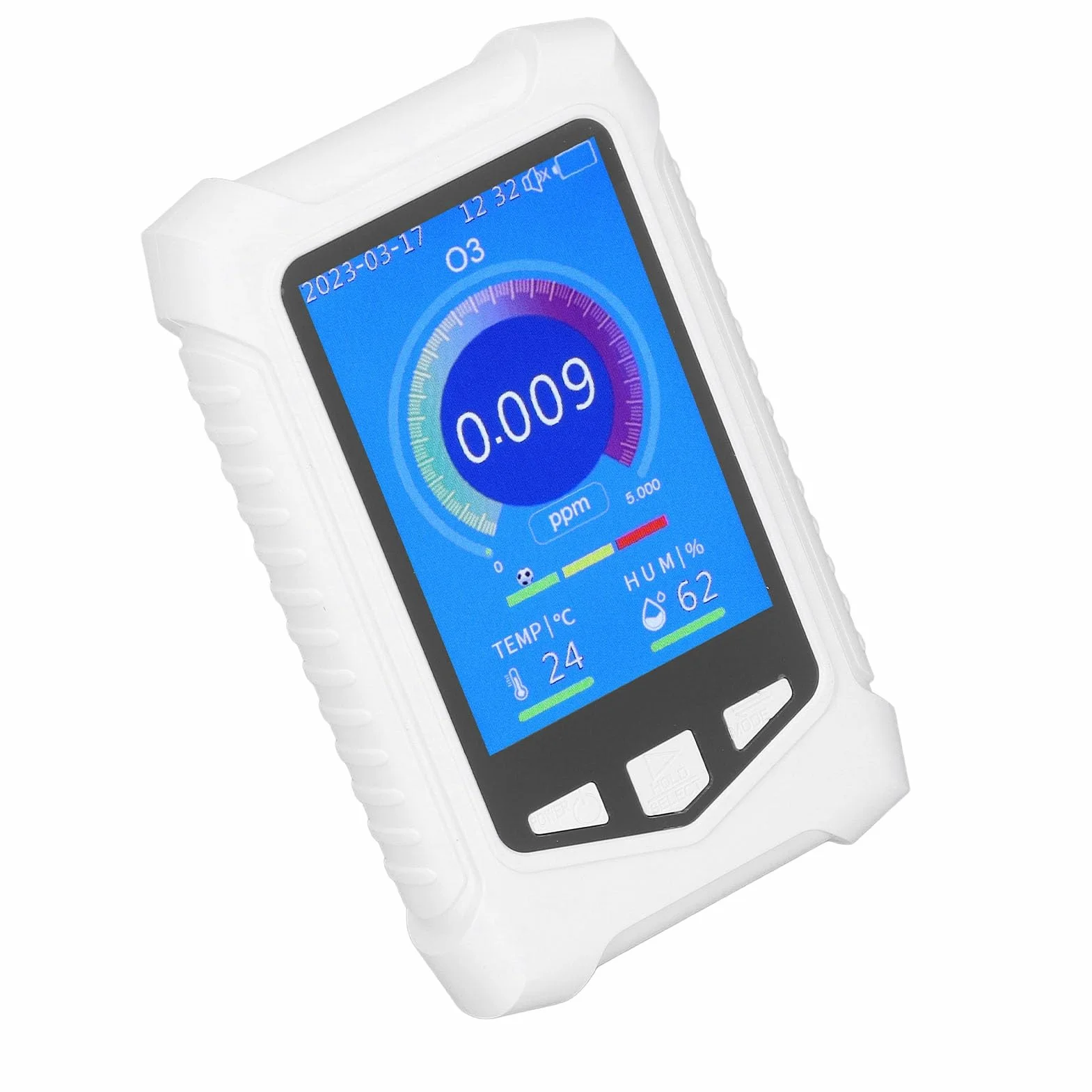 Detector de Ozono Portátil con Pantalla LCD, Medidor O3 en Tiempo Real, Autocalibración, Carga USB
