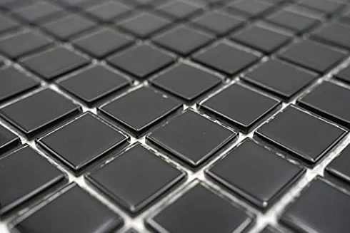 MOS60-0304 - Azulejos de mosaico de cristal traslúcido, color negro