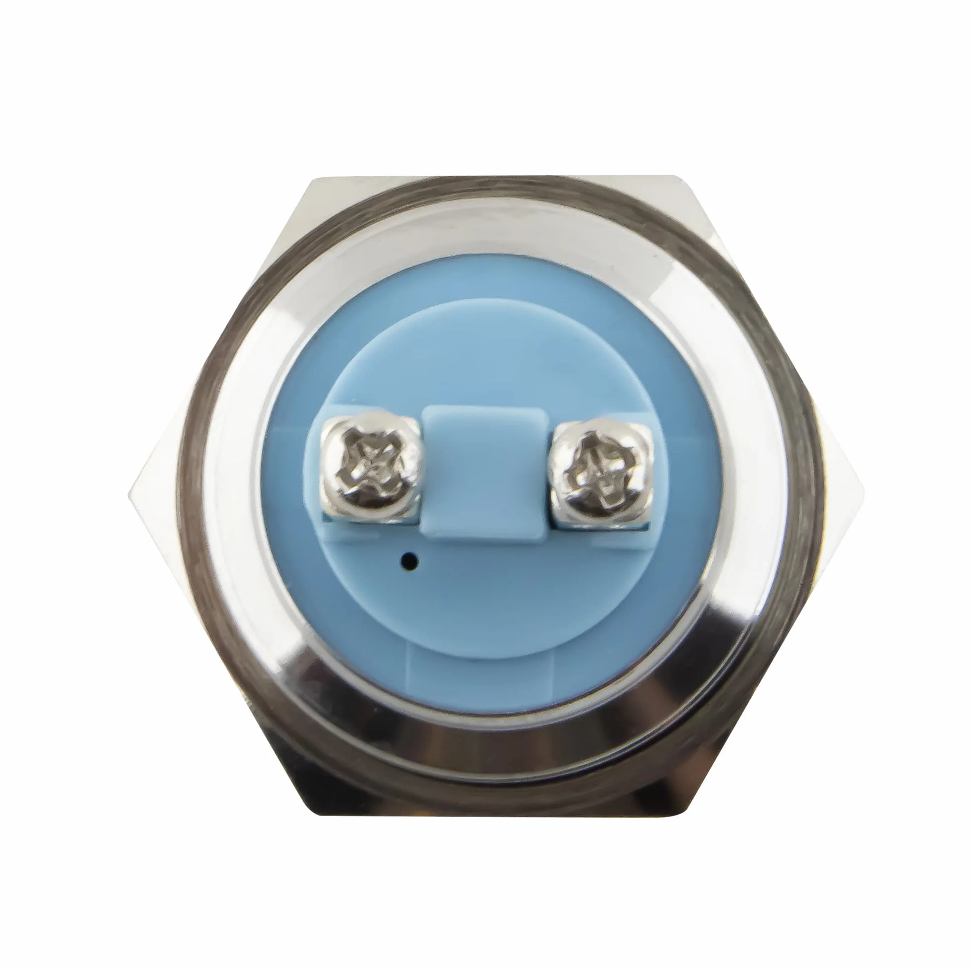 SeKi Pulsador de acero inoxidable, diámetro de 22 mm, forma de cabeza curvada, ojales/conector plano 0,5 x 2,8, conector pulsador de timbre.
