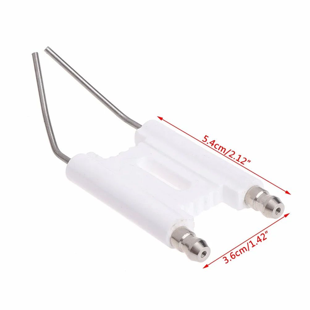 Electrodo de Encendido de Chispa de cerámica de Doble Varilla, máquina de combustión, Estufa de Gas y Combustible, electrodo de Encendido, Blanco + Plata