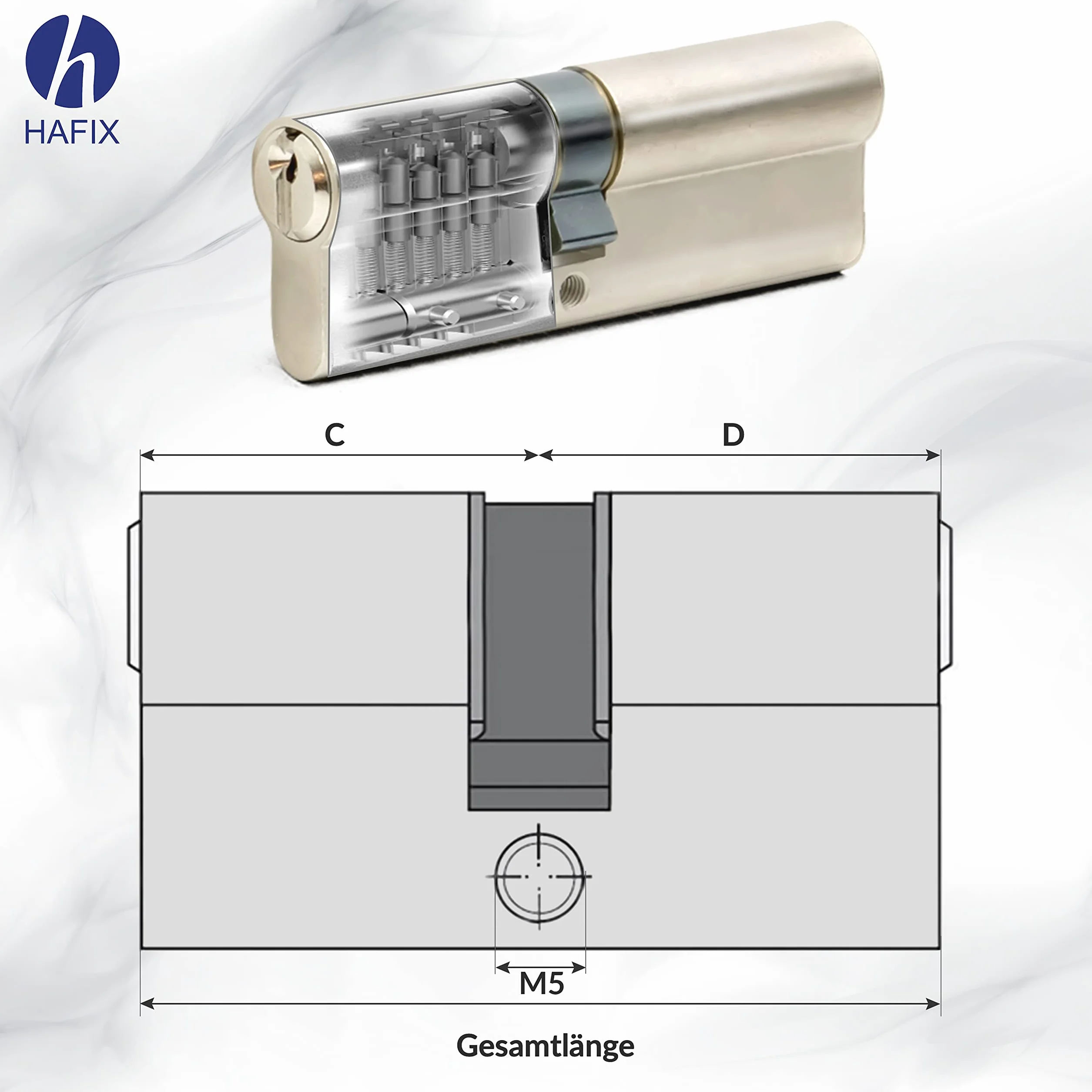 Cilindro doble de 50/50 mm con función de emergencia y peligro y cierre uniforme. Cilindro para cerradura de puerta Incluye 3 llaves. Cilindro para mayor seguridad.