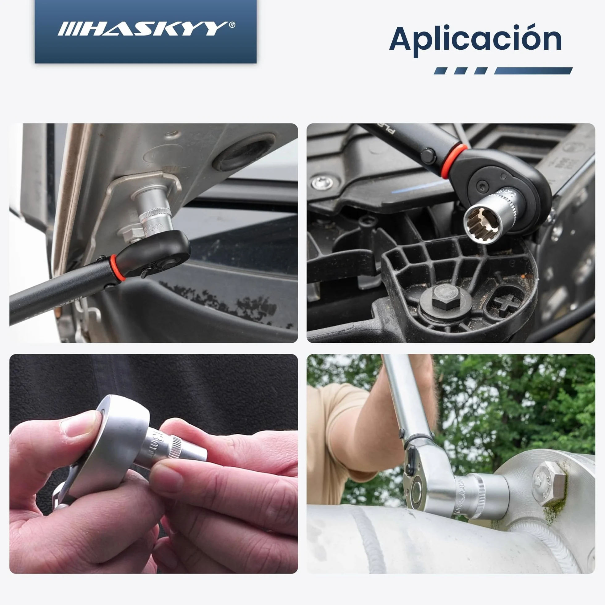 HASKYY Juego de llaves de vaso vasos insertables Gear Lock 1/2" 8-32 I estriados Torx, pulgadas I herramienta para vasos exteriores e interiores I 19 piezas