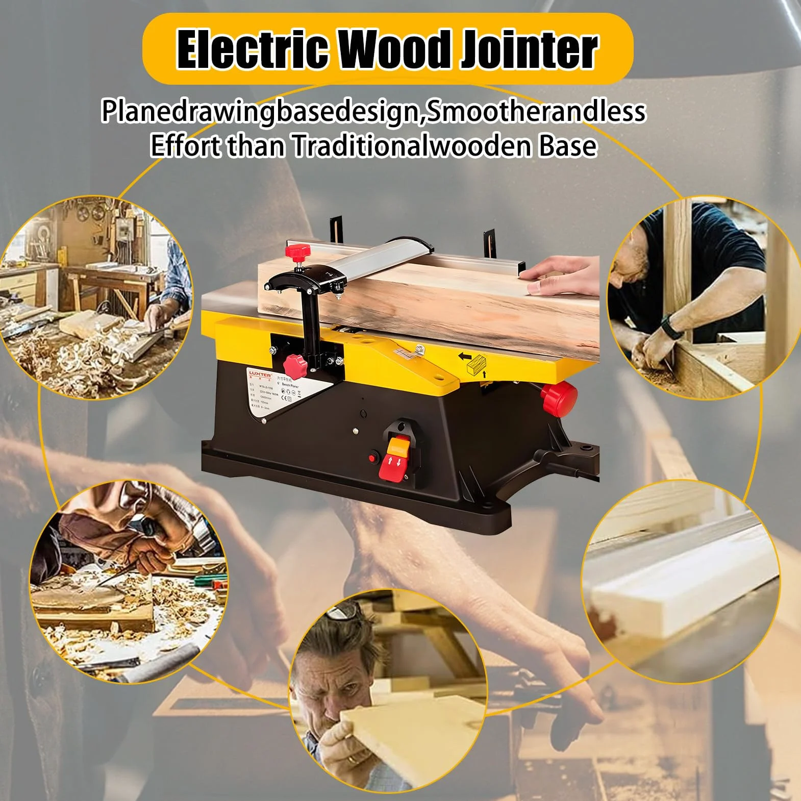 Cepilladora De Sobremesa, Cepilladora EléCtrica Multifuncional De Escritorio para CarpinteríA, 12000 RPM para Corte De Madera De Gran Espesor Planer