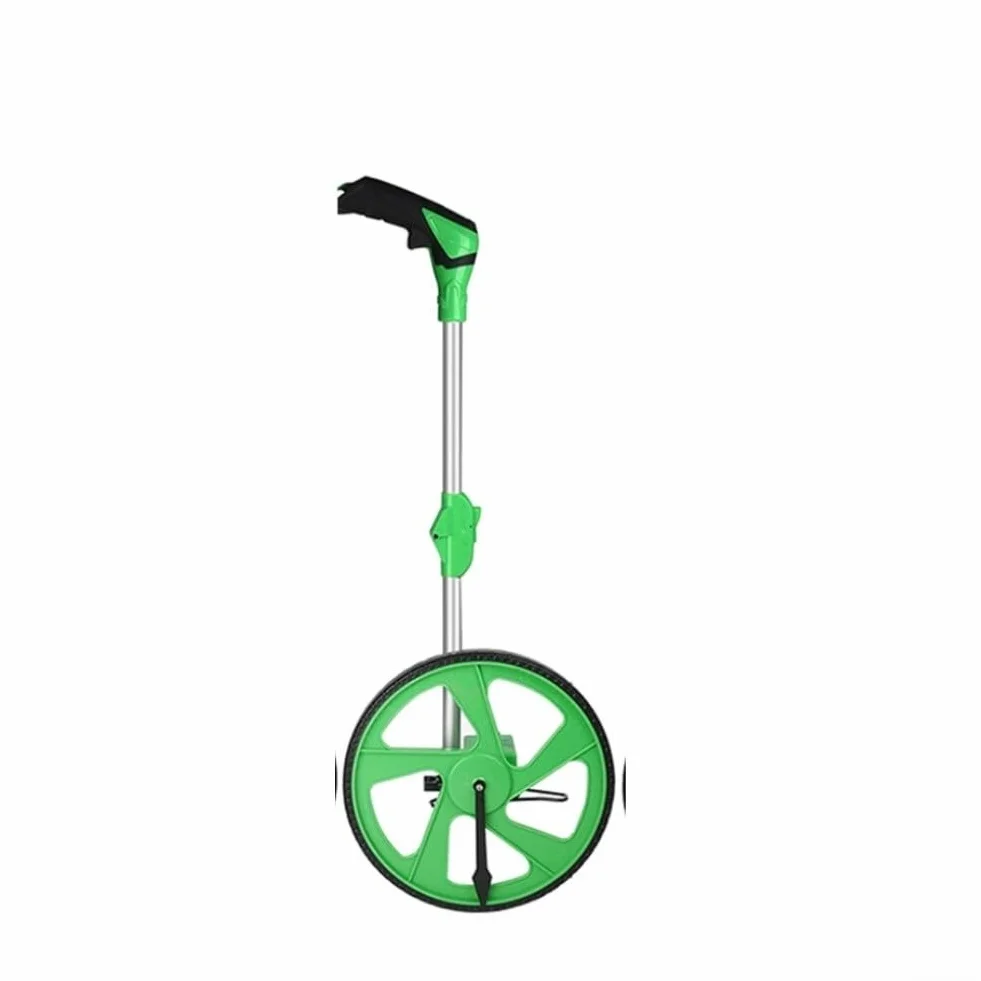 Rueda de medición digital profesional con pantalla grande Medidor de distancia precisa de hasta 9999.99 m Odómetro mecánico plegable para construcción, topografía, agricultura, amarillo